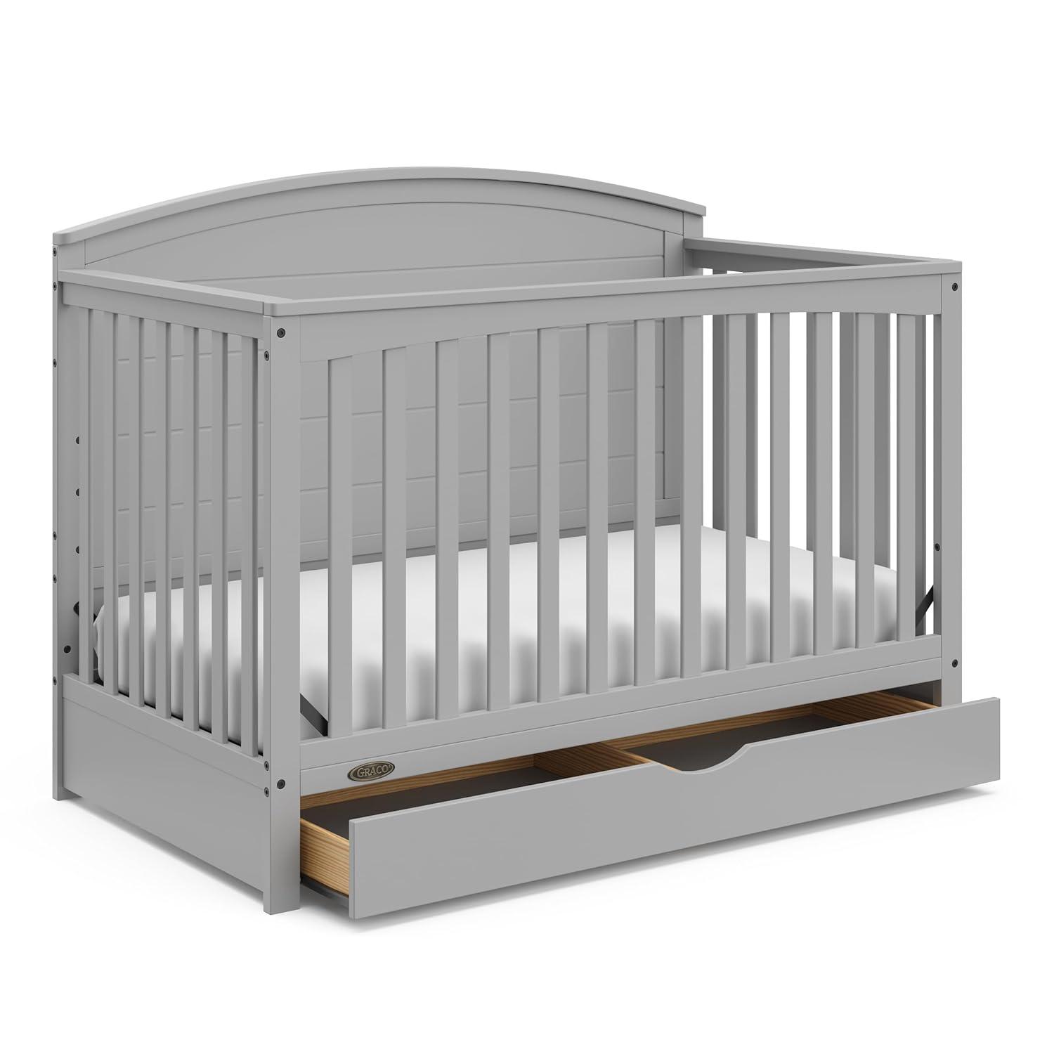 imageGraco Bellwood 5in1 Convertible Crib ampamp Changer with Drawer White GREENGUARD Gold Certified FullSize Storage Drawer Converts to Toddler Bed and FullSize BedPebble Gray