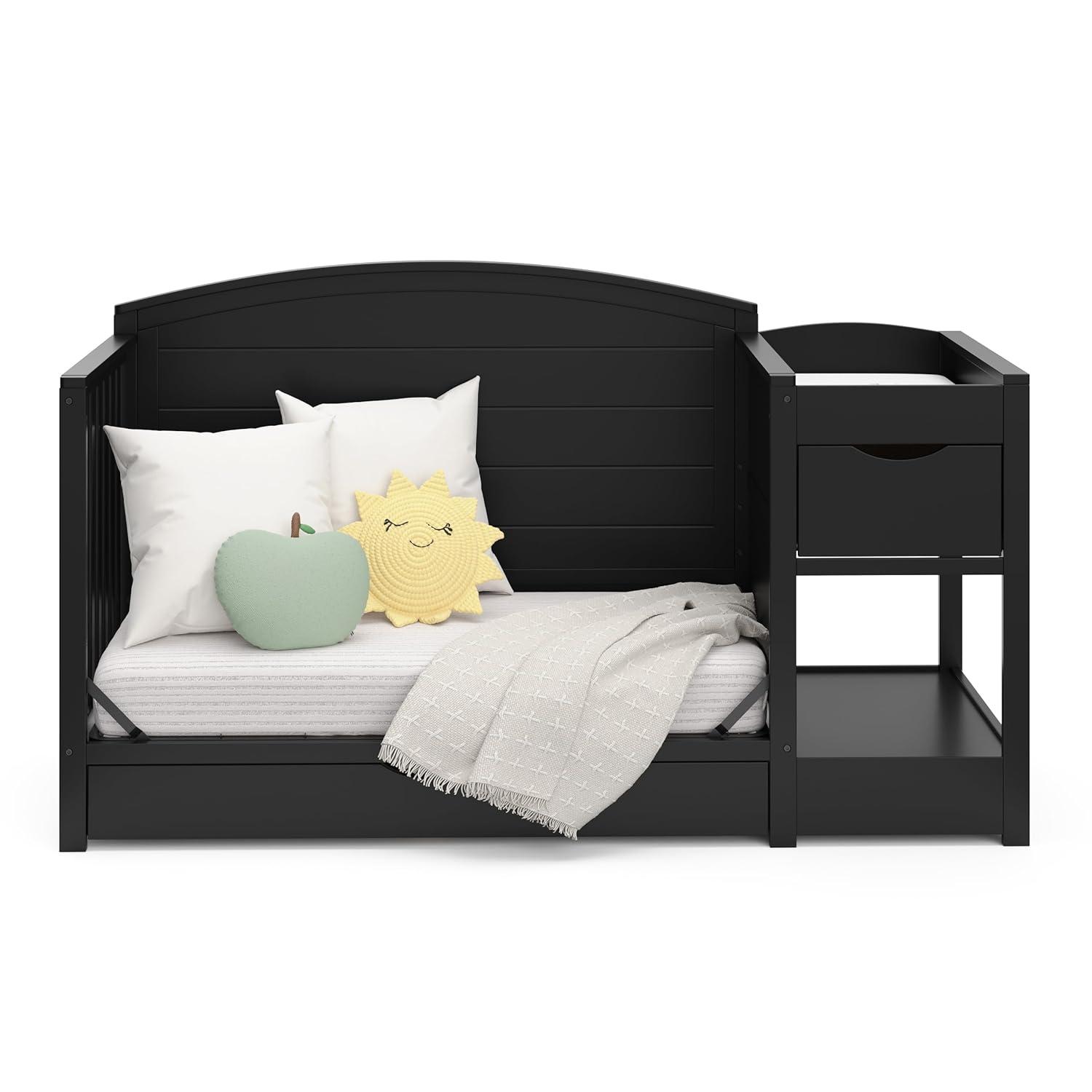 imageGraco Bellwood 5in1 Convertible Crib ampamp Changer with Drawer White GREENGUARD Gold Certified FullSize Storage Drawer Converts to Toddler Bed and FullSize BedBlack