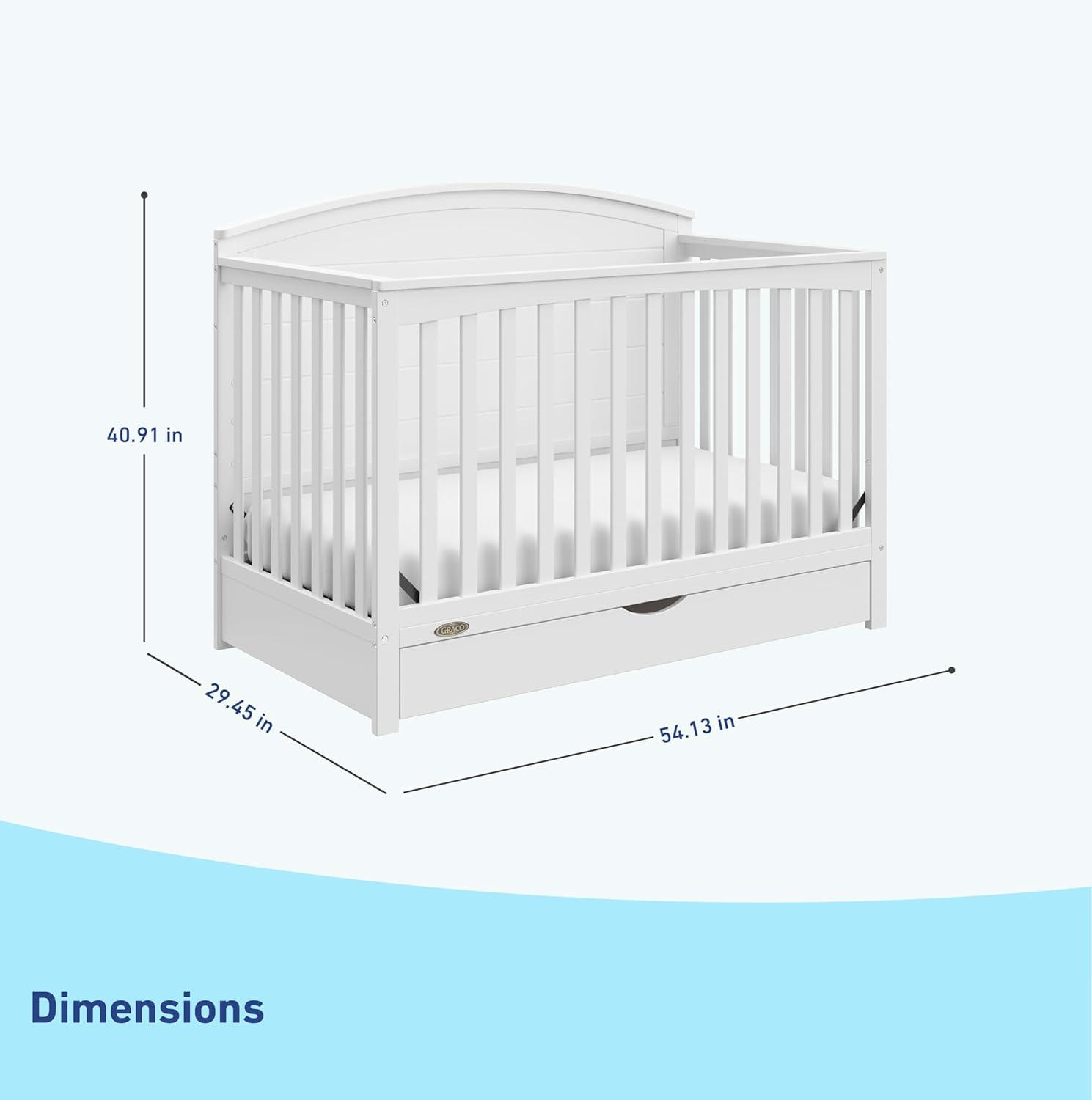 imageGraco Bellwood 5in1 Convertible Crib ampamp Changer with Drawer White GREENGUARD Gold Certified FullSize Storage Drawer Converts to Toddler Bed and FullSize BedWhite