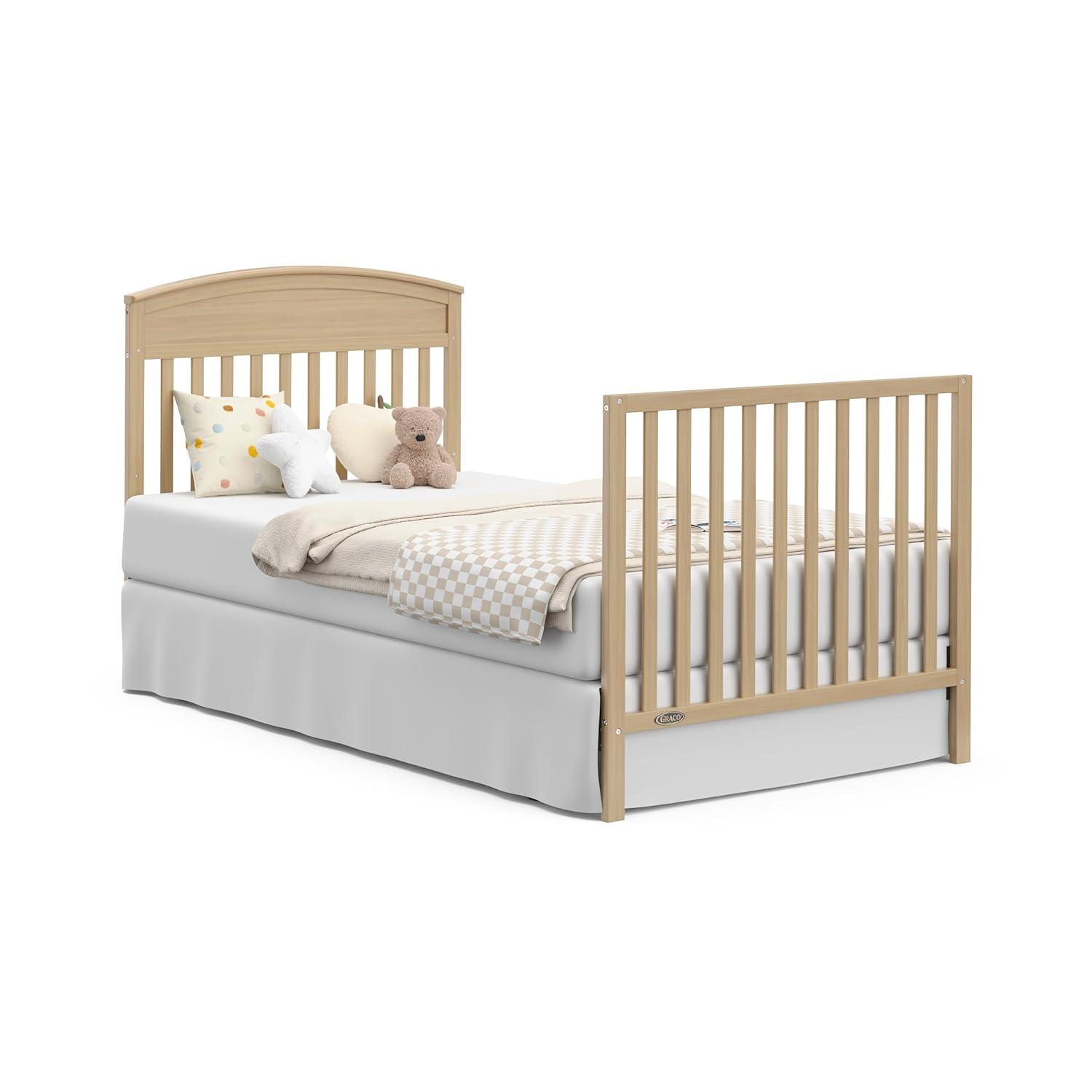 imageGraco Benton 4in1 Convertible Mini Crib with Bonus Crib Mattress White GREENGUARD Gold Certified 275Inch Mattress Included Baby Crib Converts to Twin Bed Ideal for Small SpacesDriftwood