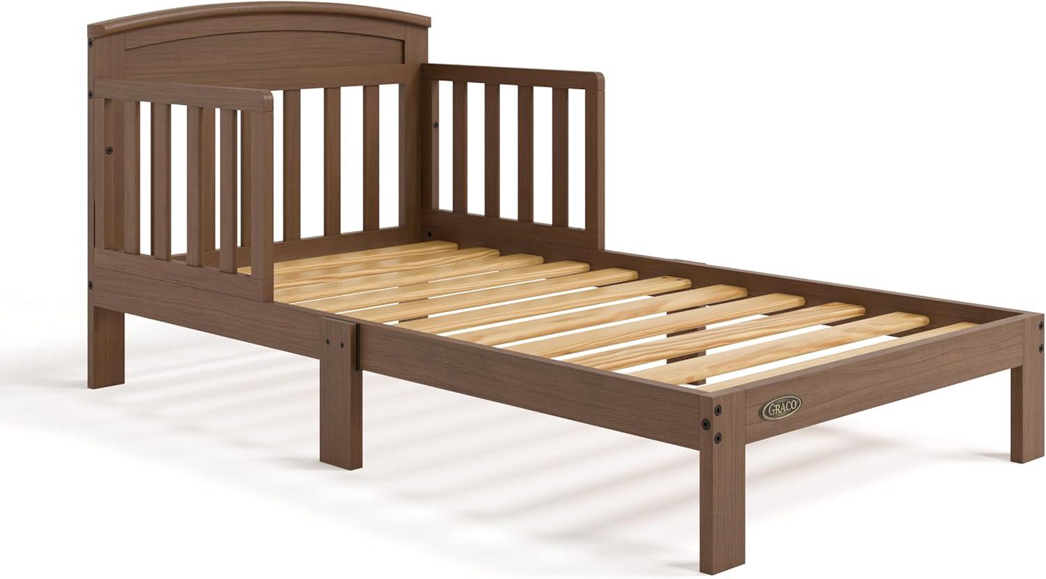 imageGraco Benton Toddler Bed Blush GREENGUARD Gold Certified Baby Safety Alliance Verified with Safety Toddler Guardrails Fits Standard Crib Mattress Easy Assembly Kids Transition BedHazelnut