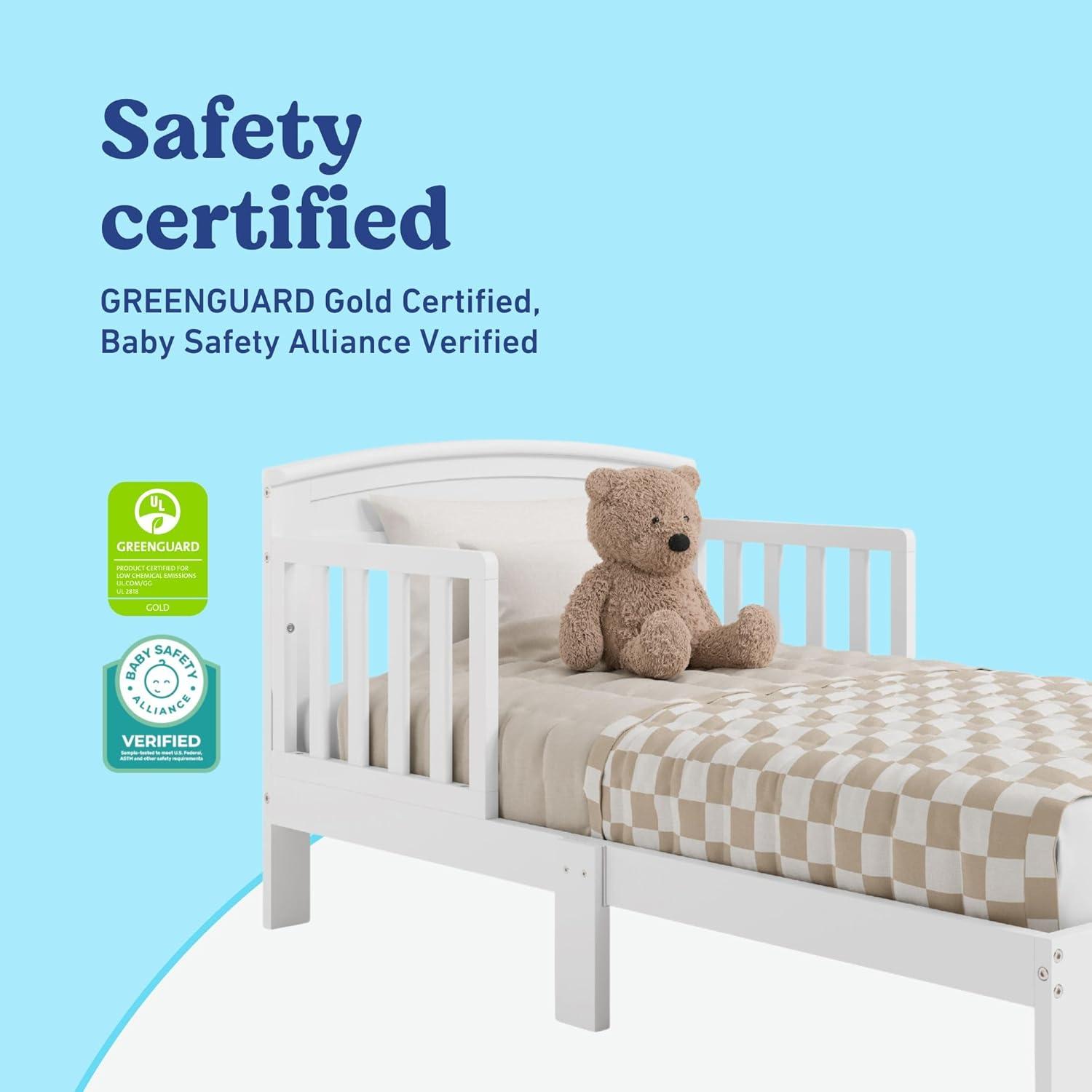 imageGraco Benton Toddler Bed Blush GREENGUARD Gold Certified Baby Safety Alliance Verified with Safety Toddler Guardrails Fits Standard Crib Mattress Easy Assembly Kids Transition BedWhite