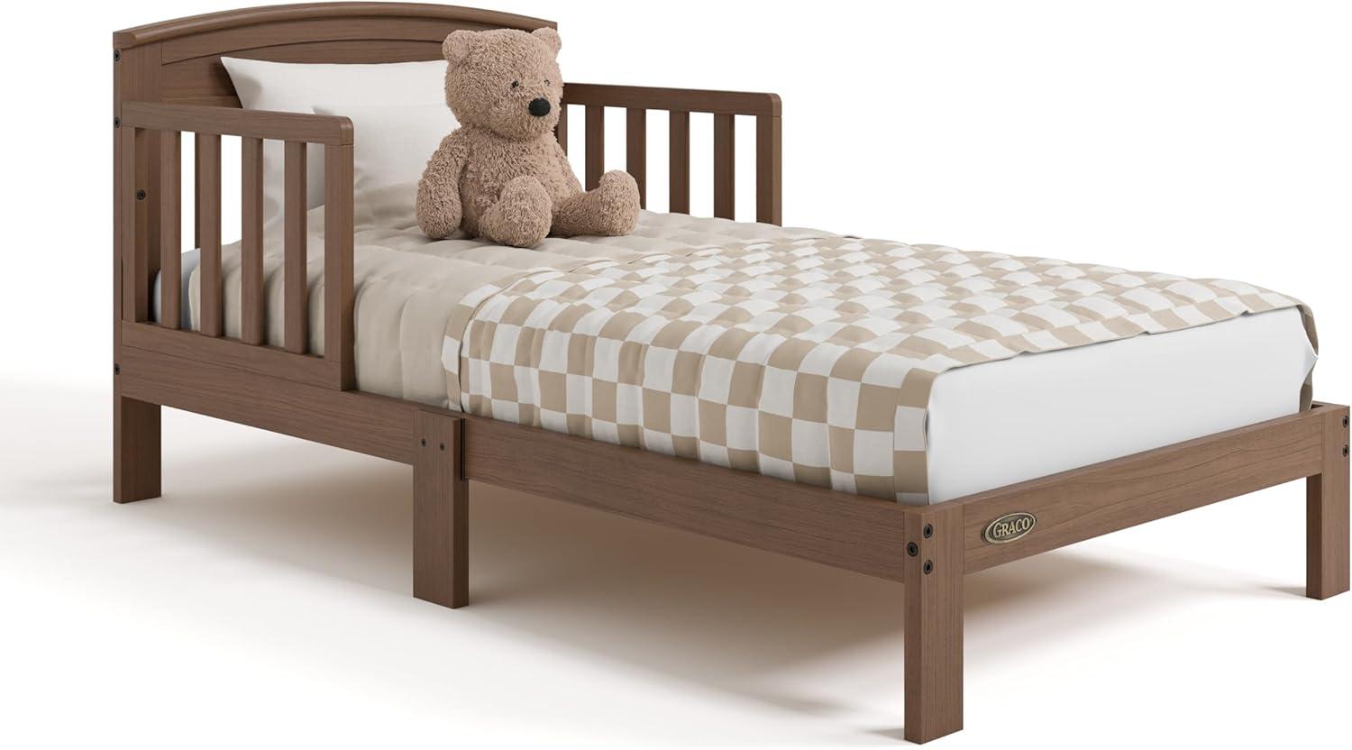 imageGraco Benton Toddler Bed Blush GREENGUARD Gold Certified Baby Safety Alliance Verified with Safety Toddler Guardrails Fits Standard Crib Mattress Easy Assembly Kids Transition BedHazelnut