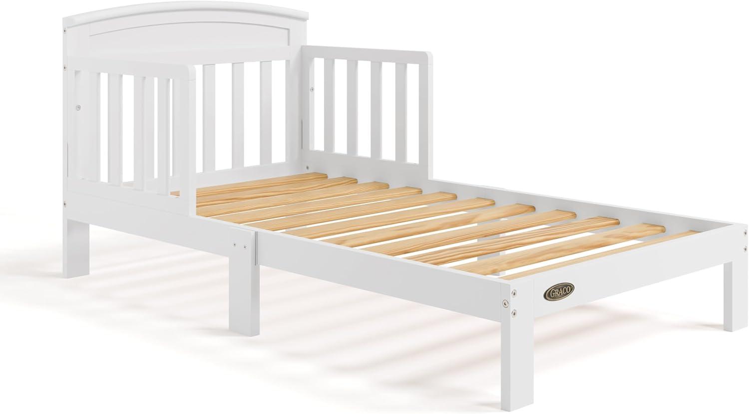 imageGraco Benton Toddler Bed Blush GREENGUARD Gold Certified Baby Safety Alliance Verified with Safety Toddler Guardrails Fits Standard Crib Mattress Easy Assembly Kids Transition BedWhite