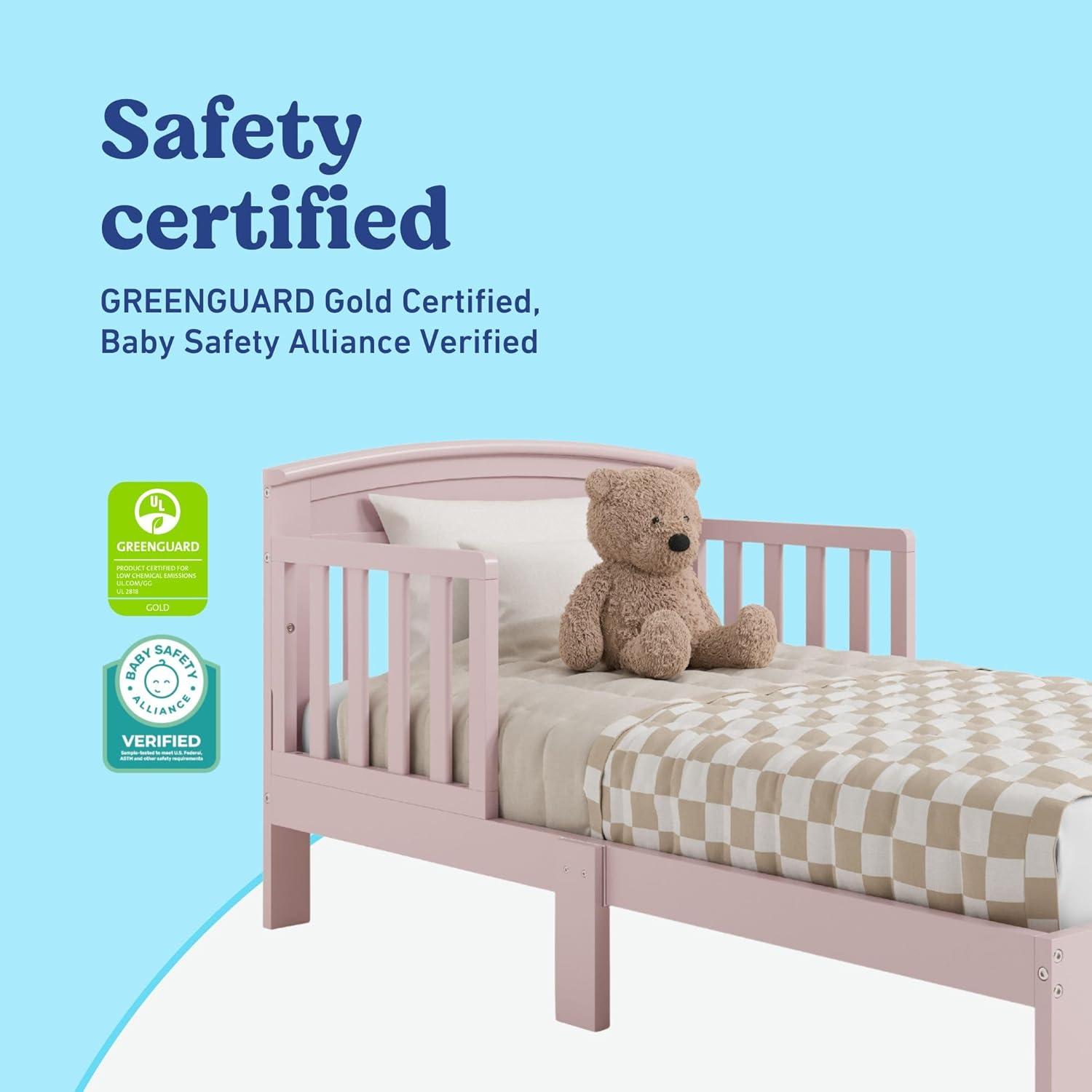 imageGraco Benton Toddler Bed Blush GREENGUARD Gold Certified Baby Safety Alliance Verified with Safety Toddler Guardrails Fits Standard Crib Mattress Easy Assembly Kids Transition BedBlush