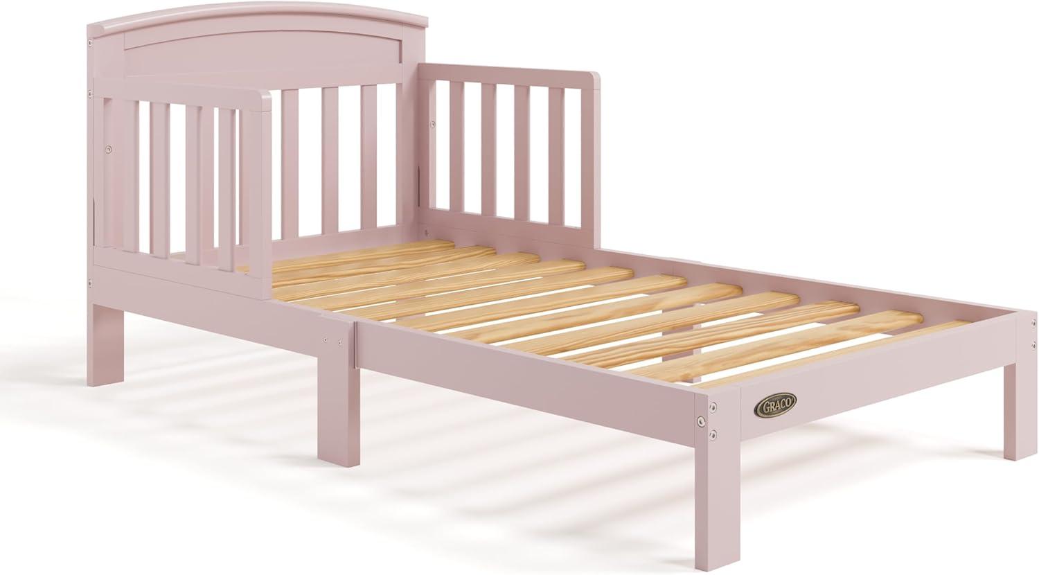 imageGraco Benton Toddler Bed Blush GREENGUARD Gold Certified Baby Safety Alliance Verified with Safety Toddler Guardrails Fits Standard Crib Mattress Easy Assembly Kids Transition BedBlush