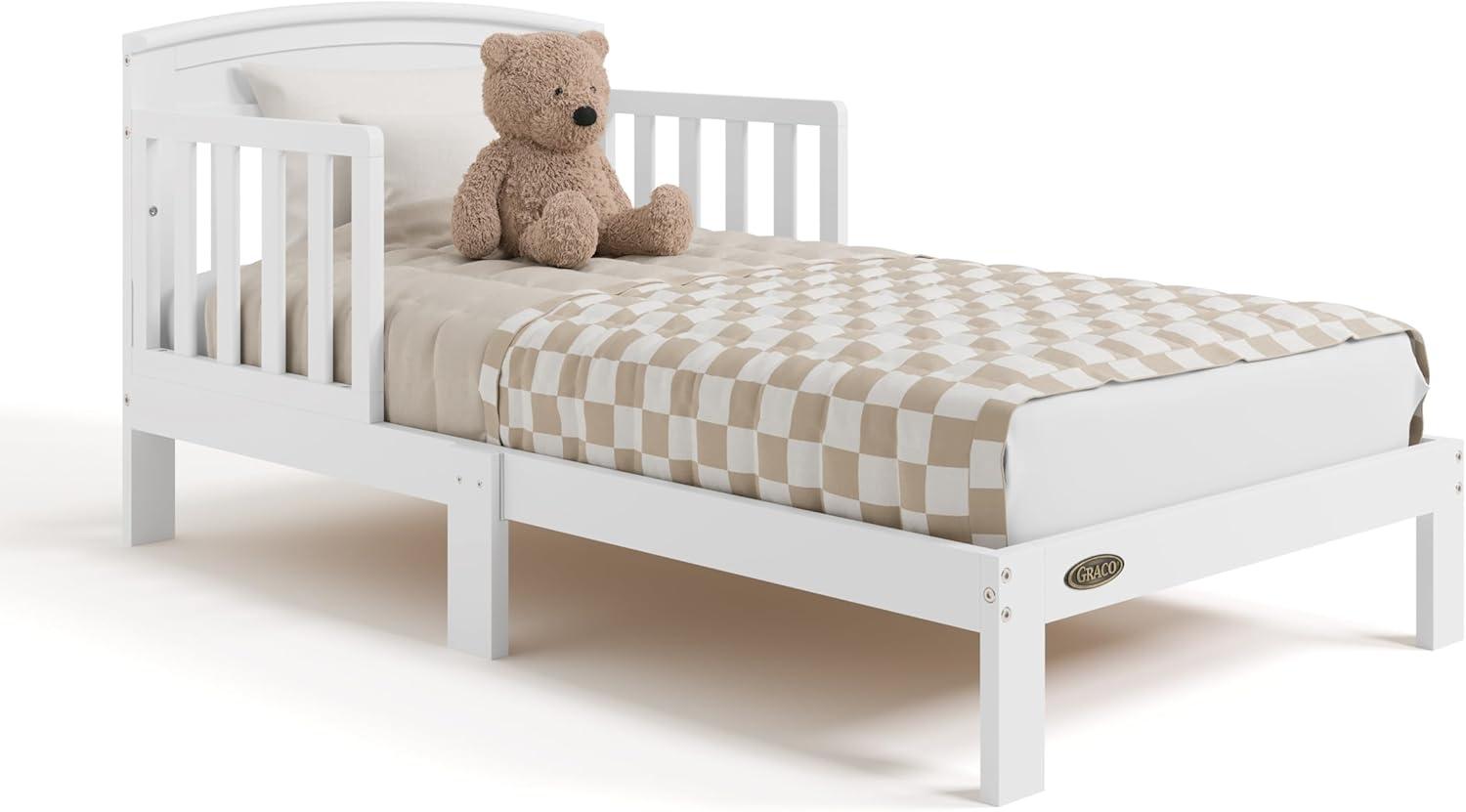 imageGraco Benton Toddler Bed Blush GREENGUARD Gold Certified Baby Safety Alliance Verified with Safety Toddler Guardrails Fits Standard Crib Mattress Easy Assembly Kids Transition BedWhite