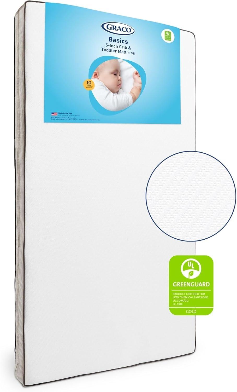 imageGraco Essentials 6Inch DualSided Crib ampamp Toddler Mattress Premium UltraSoft Baby Crib Mattress Cover for Quiet Sleep GREENGUARD Gold Certified Made in The USA Waterproof Sleep Surface 2Sided5Inch