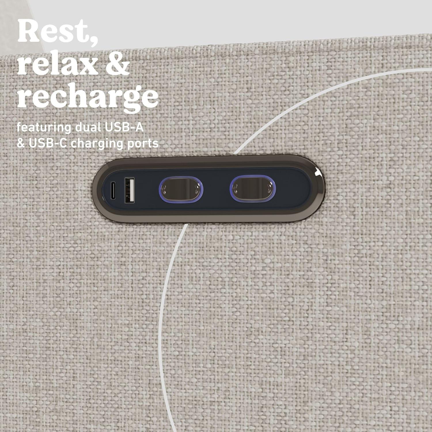 imageGraco Olivia SmallSpaces Premium Nursery Power Recliner Swivel Glider Ivory Boucle Smaller Profile for Smaller Rooms Upholstered Power Recliner Chair USB Charging Port Durable Metal BaseDune Basketweave