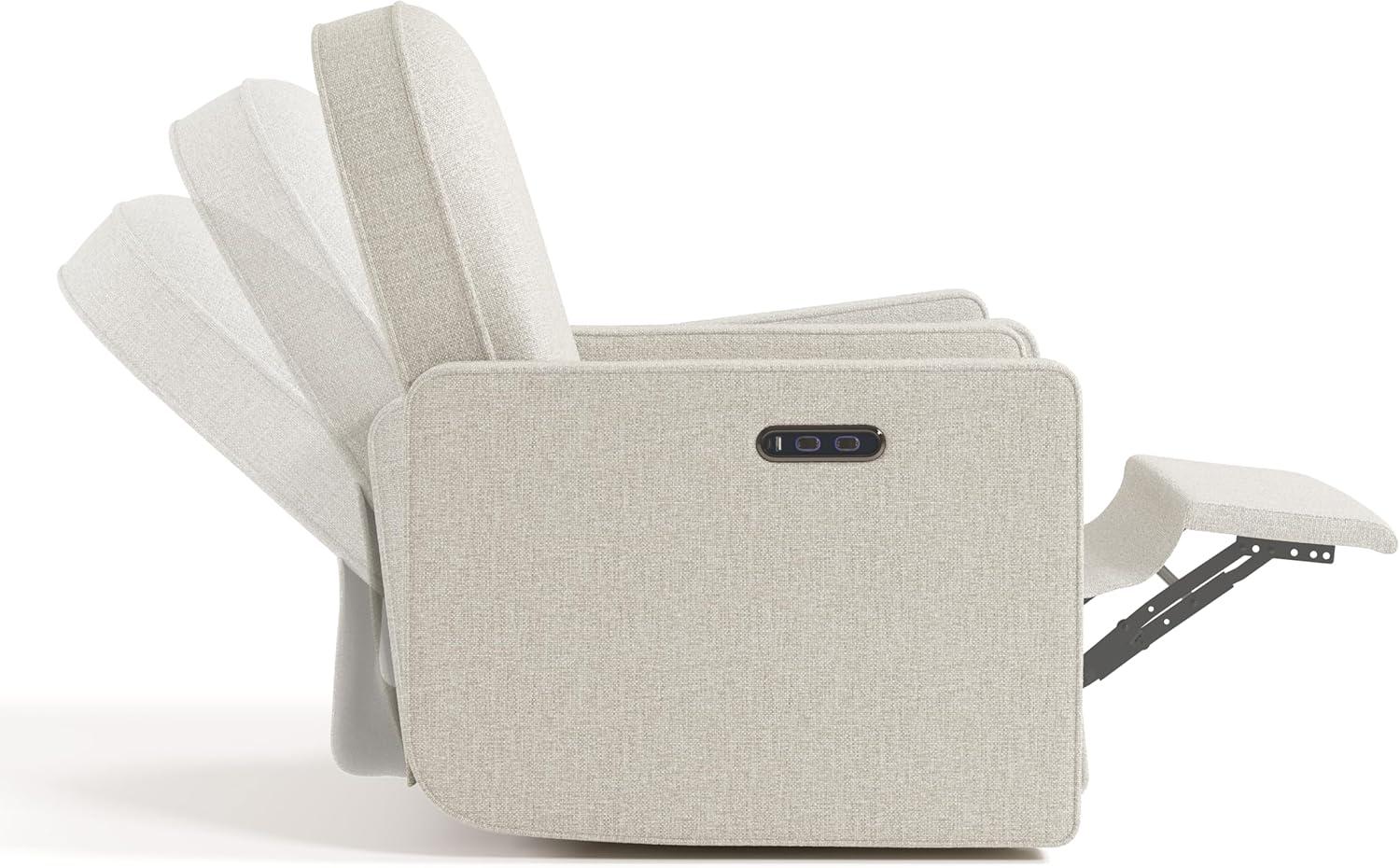 imageGraco Olivia SmallSpaces Premium Nursery Power Recliner Swivel Glider Ivory Boucle Smaller Profile for Smaller Rooms Upholstered Power Recliner Chair USB Charging Port Durable Metal BaseDune Basketweave