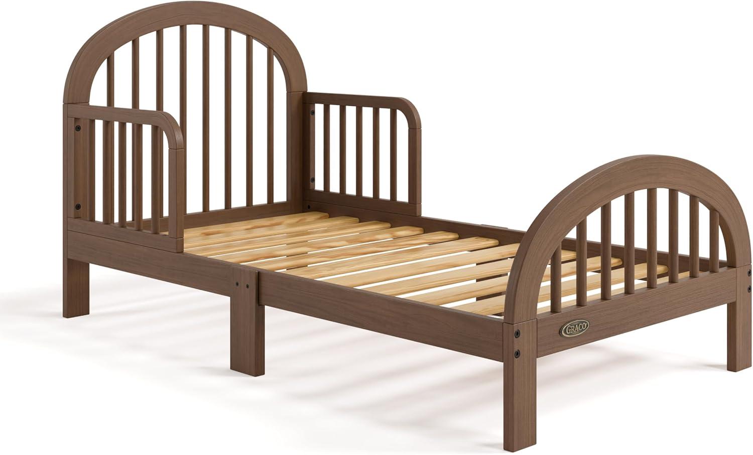 imageGraco Olivia Toddler Bed Driftwood GREENGUARD Gold Certified Includes Toddler Safety Guardrails Fits Standard Crib ampamp Toddler Mattress Stylish Arched DesignHazelnut