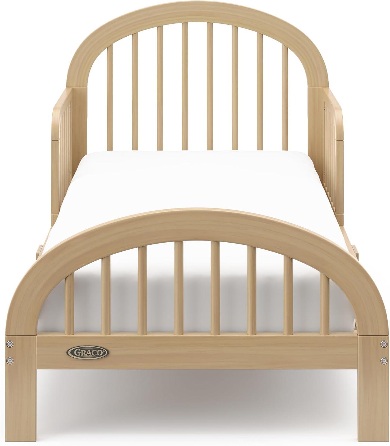 imageGraco Olivia Toddler Bed Driftwood GREENGUARD Gold Certified Includes Toddler Safety Guardrails Fits Standard Crib ampamp Toddler Mattress Stylish Arched DesignDriftwood