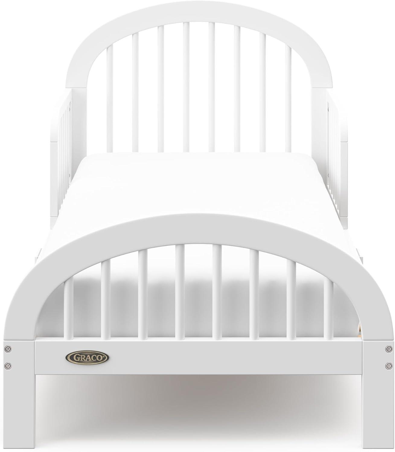 imageGraco Olivia Toddler Bed Driftwood GREENGUARD Gold Certified Includes Toddler Safety Guardrails Fits Standard Crib ampamp Toddler Mattress Stylish Arched DesignWhite