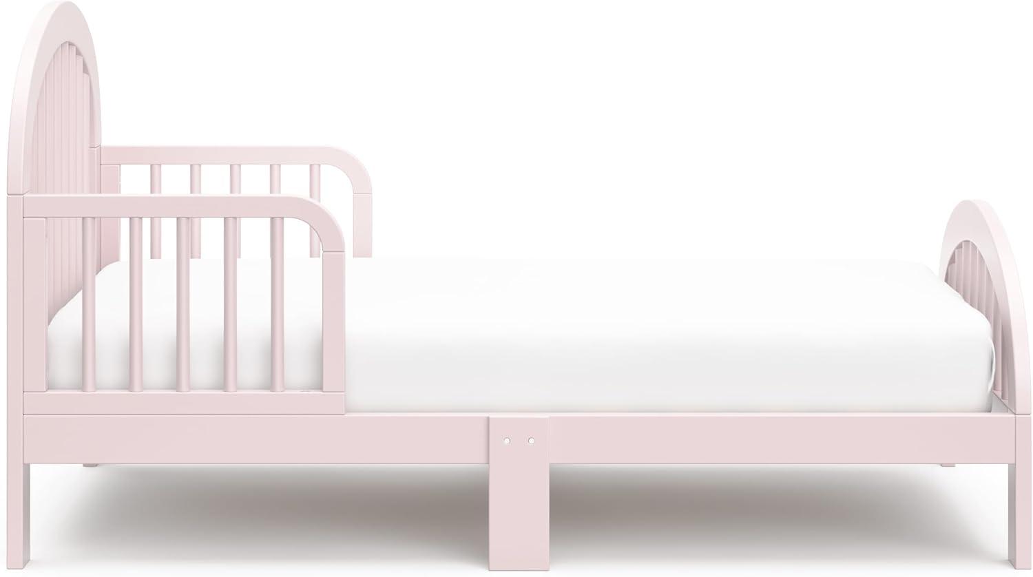 imageGraco Olivia Toddler Bed Driftwood GREENGUARD Gold Certified Includes Toddler Safety Guardrails Fits Standard Crib ampamp Toddler Mattress Stylish Arched DesignBlush