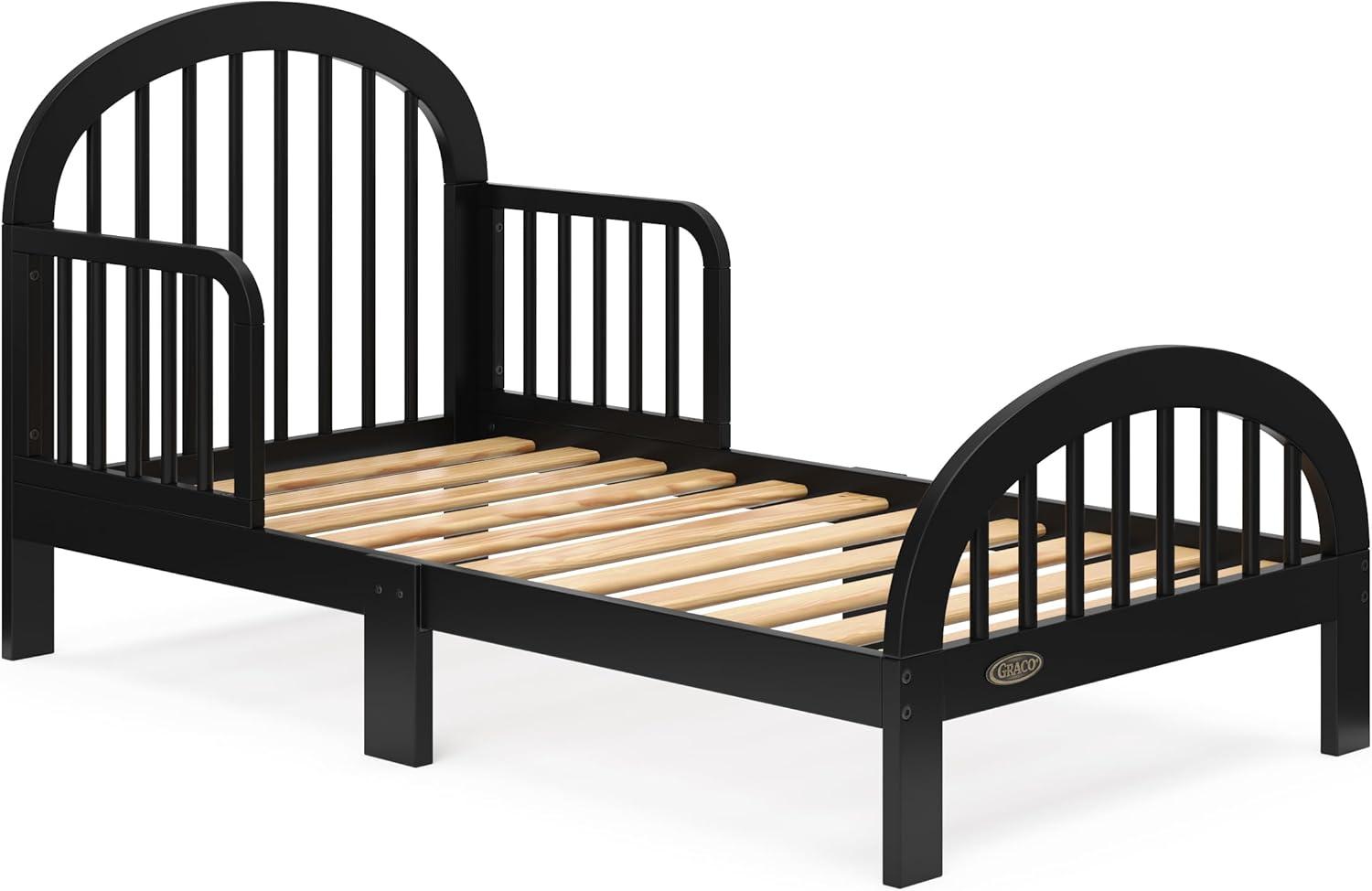 imageGraco Olivia Toddler Bed Driftwood GREENGUARD Gold Certified Includes Toddler Safety Guardrails Fits Standard Crib ampamp Toddler Mattress Stylish Arched DesignBlack