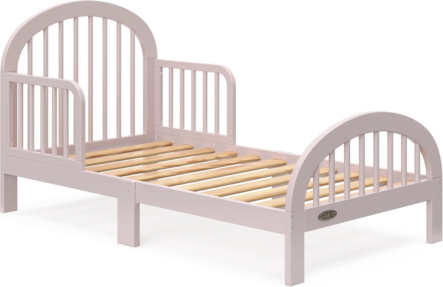 imageGraco Olivia Toddler Bed Driftwood GREENGUARD Gold Certified Includes Toddler Safety Guardrails Fits Standard Crib ampamp Toddler Mattress Stylish Arched DesignBlush