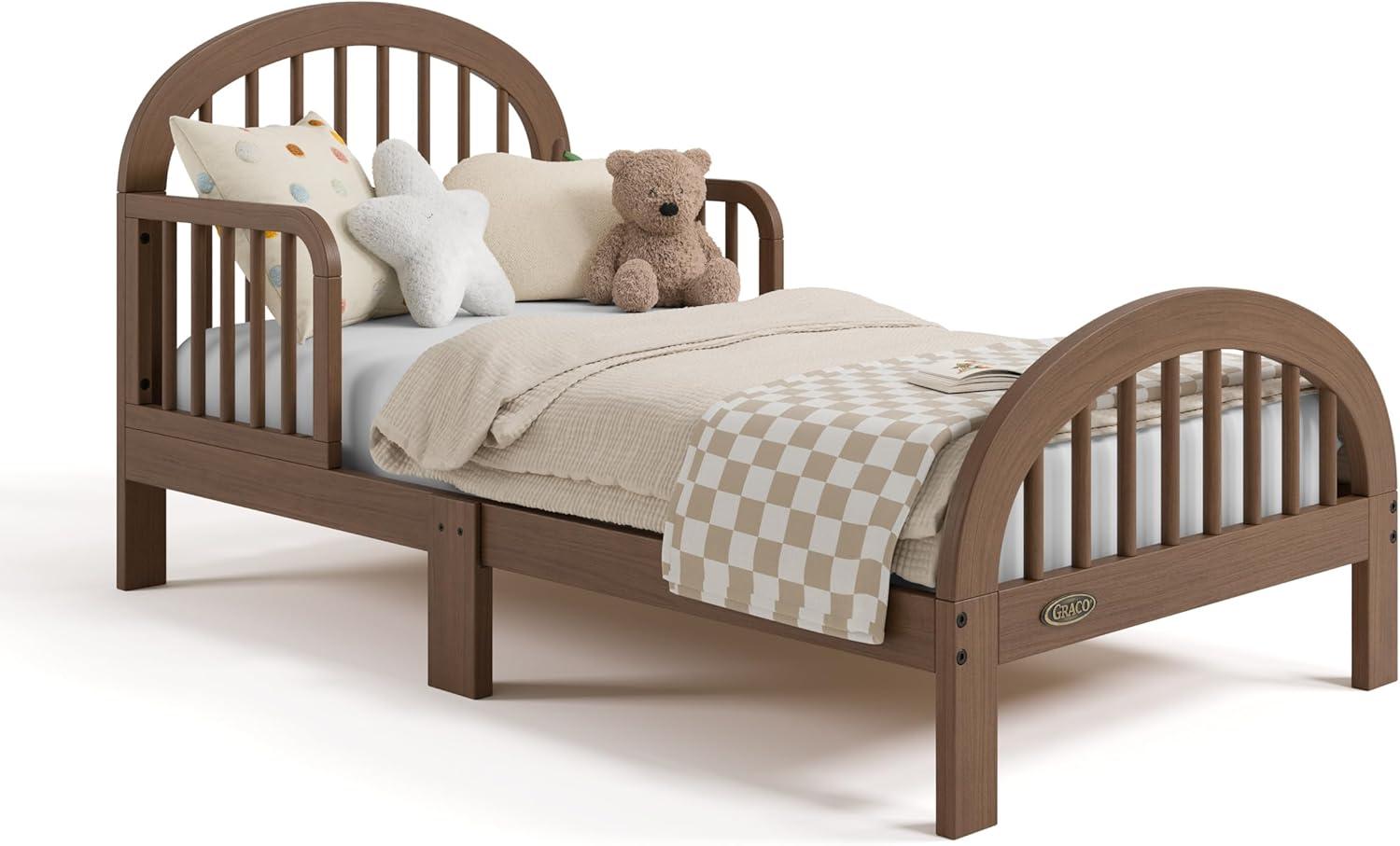 imageGraco Olivia Toddler Bed Driftwood GREENGUARD Gold Certified Includes Toddler Safety Guardrails Fits Standard Crib ampamp Toddler Mattress Stylish Arched DesignHazelnut