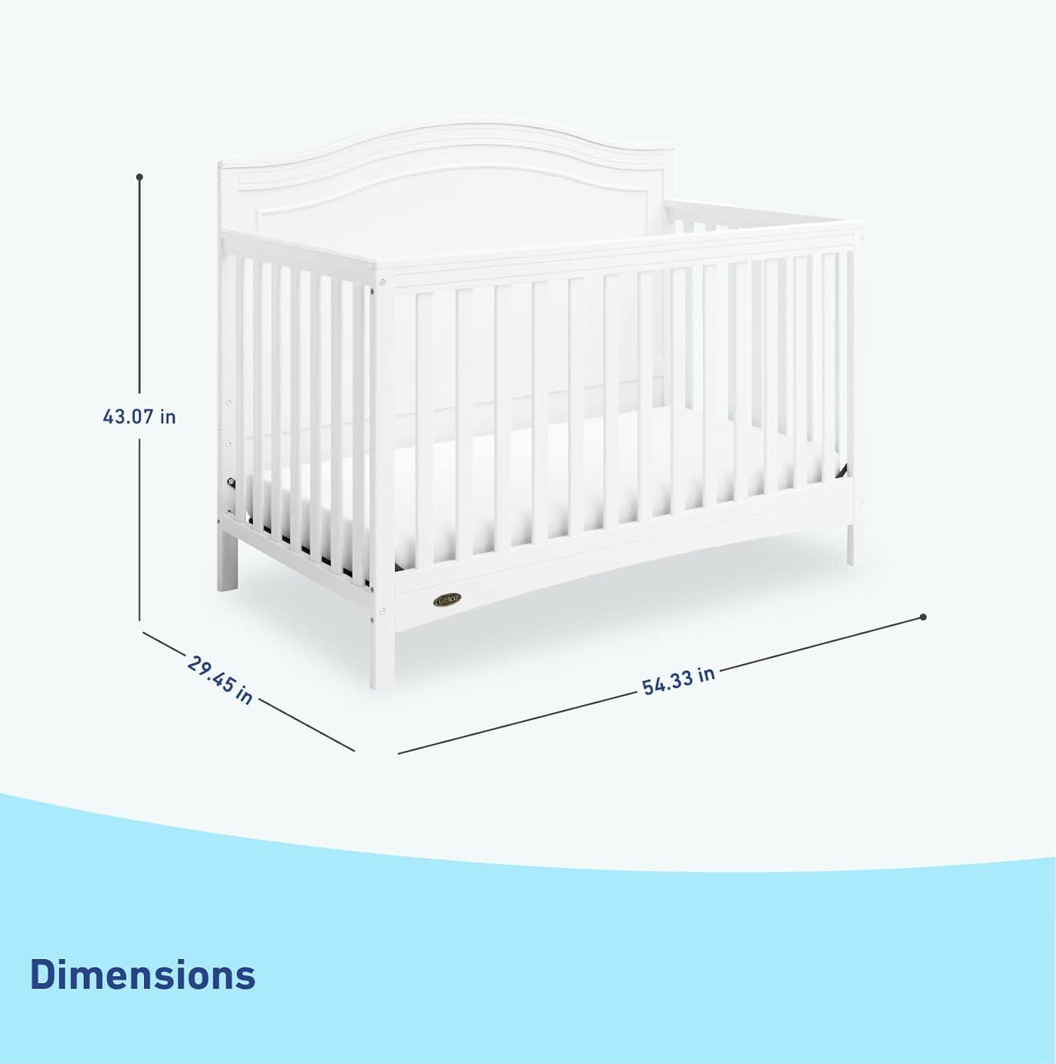 imageGraco Paris 4in1 Convertible Crib GREENGUARD Gold Certified Converts to Toddler Bed Daybed and Full Bed Fits Standard Crib Mattress Adjustable Mattress Base Frosted OatWhite