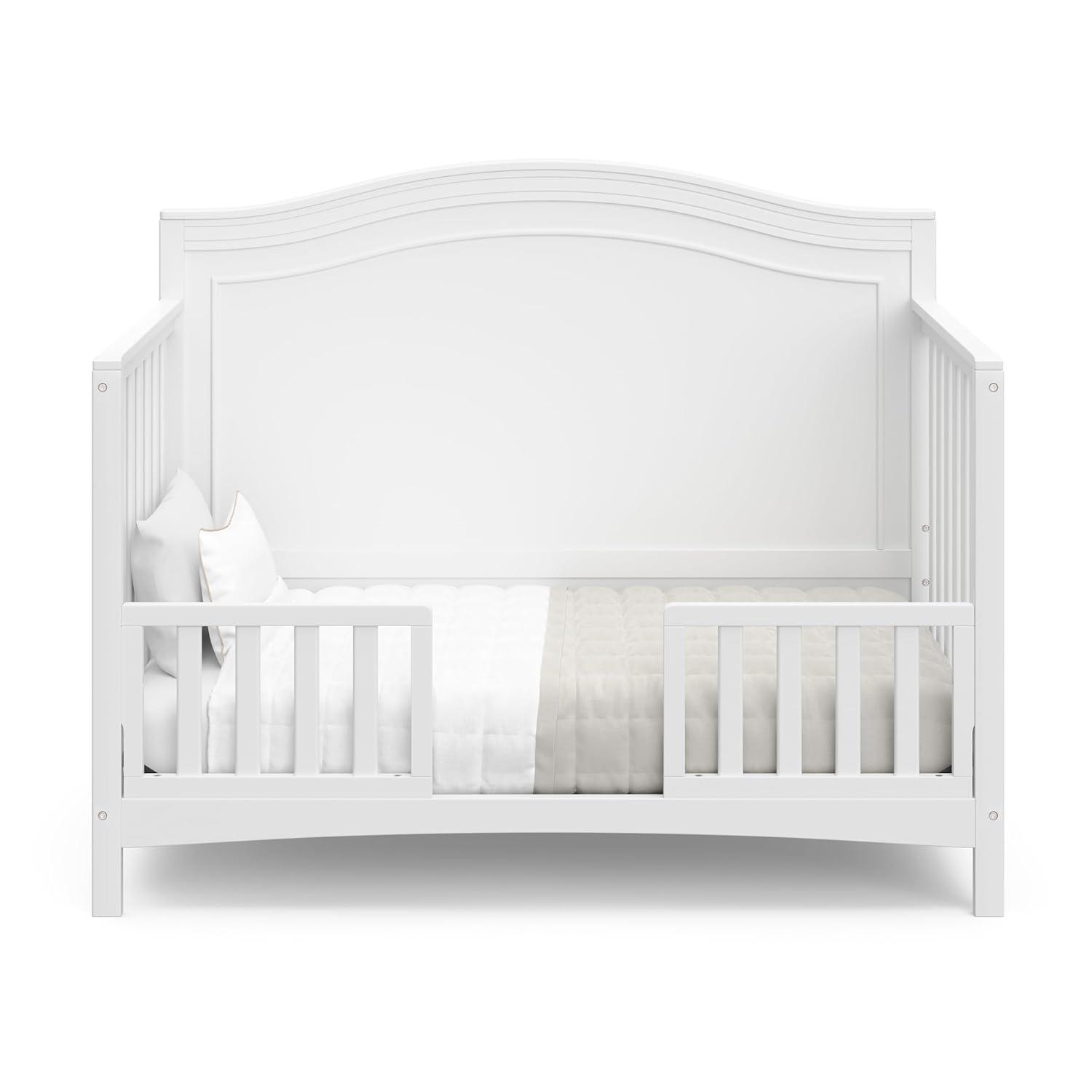 imageGraco Paris 4in1 Convertible Crib GREENGUARD Gold Certified Converts to Toddler Bed Daybed and Full Bed Fits Standard Crib Mattress Adjustable Mattress Base Frosted OatWhite