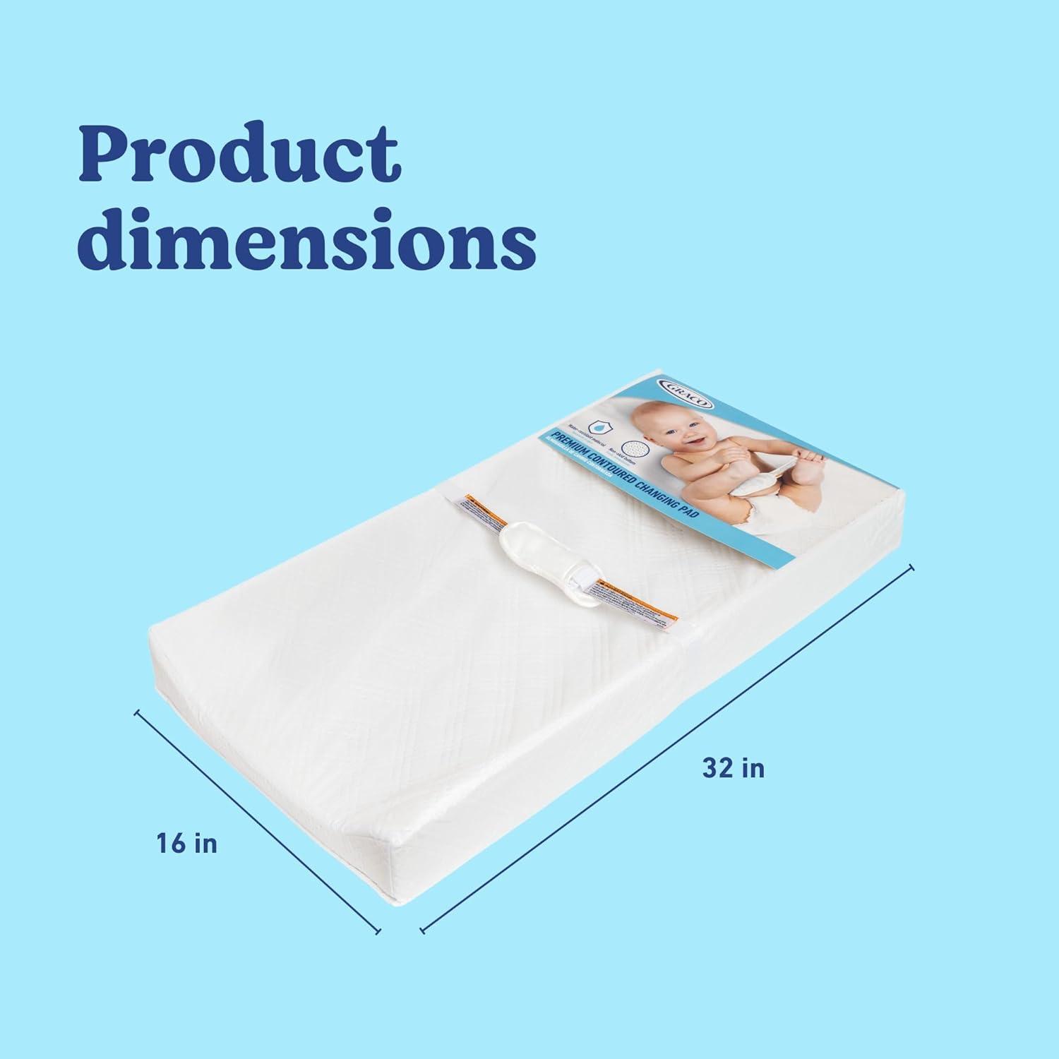 imageGraco Premium Contoured Changing Pad GREENGUARD Gold Certified WaterResistant UltraSoft Buckle Cover Contoured Baby Changing Pad Fits Most StandardSize Changing Toppers NonSkid BottomChanging Pad