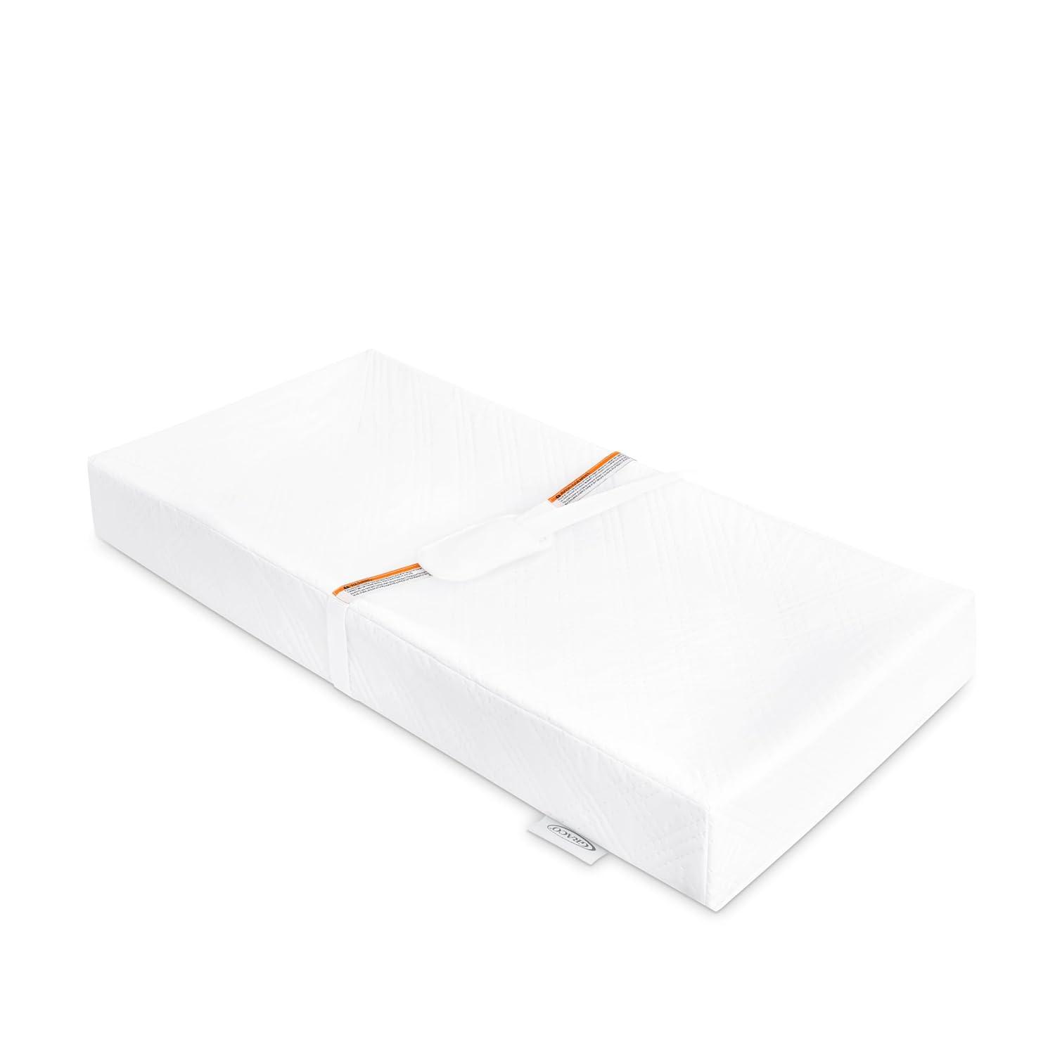 imageGraco Premium Contoured Changing Pad GREENGUARD Gold Certified WaterResistant UltraSoft Buckle Cover Contoured Baby Changing Pad Fits Most StandardSize Changing Toppers NonSkid Bottom4Sided