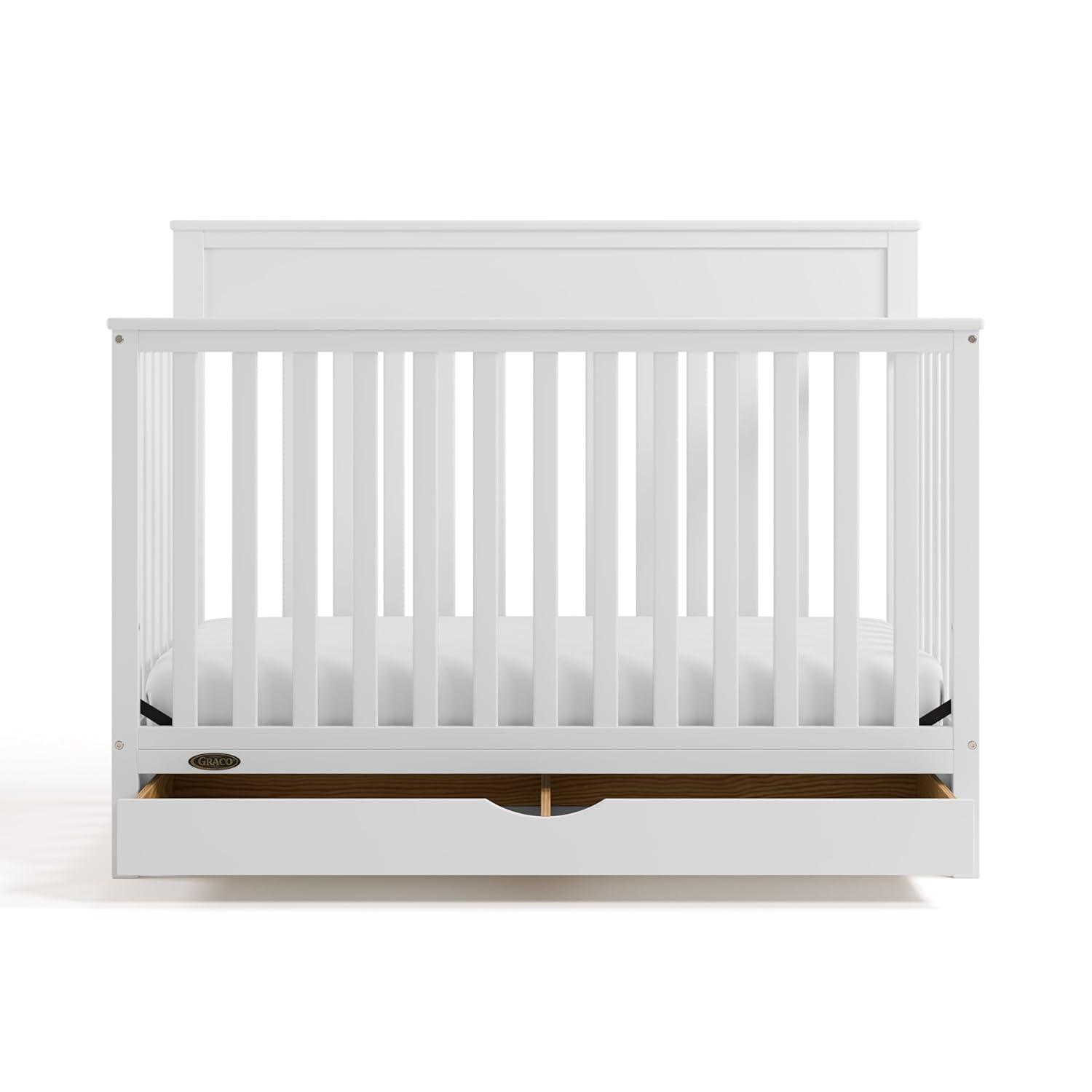 imageGraco Shiloh 5in1 Convertible Crib ampamp Changer with Drawer Driftwood GREENGUARD Gold Certified Baby Crib Crafted from Wood Converts to Toddler Bed Daybed and FullSize BedWhite