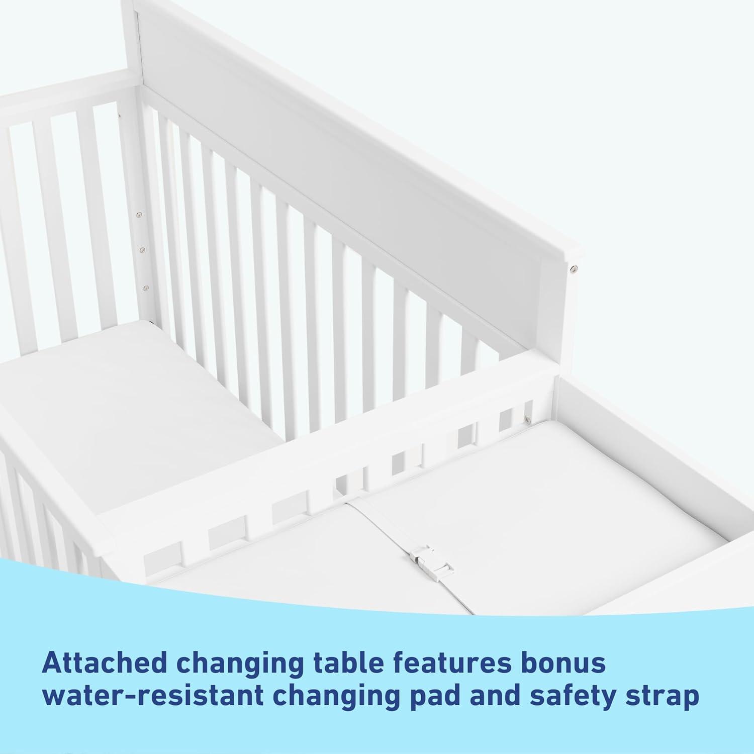 imageGraco Shiloh 5in1 Convertible Crib ampamp Changer with Drawer Driftwood GREENGUARD Gold Certified Baby Crib Crafted from Wood Converts to Toddler Bed Daybed and FullSize BedWhite