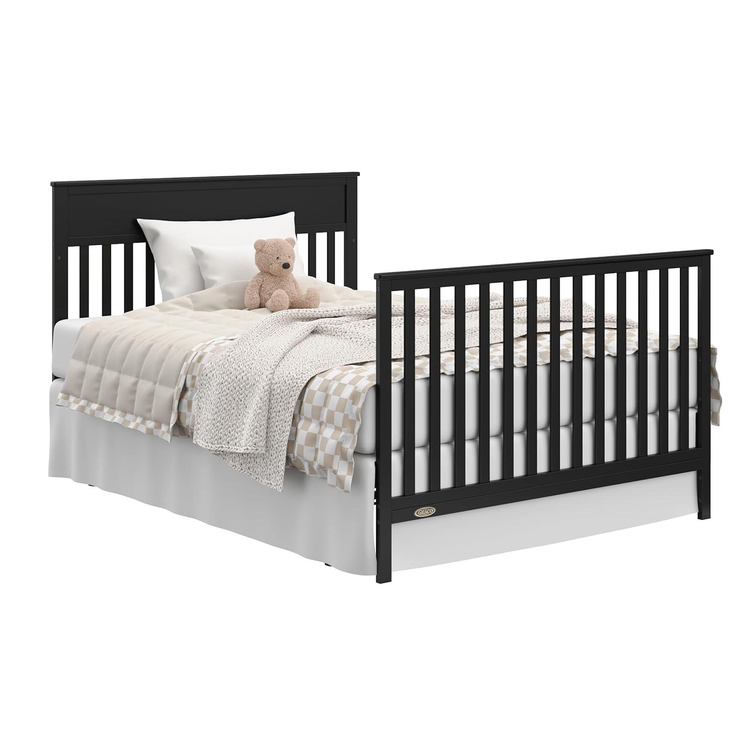 imageGraco Shiloh 5in1 Convertible Crib ampamp Changer with Drawer Driftwood GREENGUARD Gold Certified Baby Crib Crafted from Wood Converts to Toddler Bed Daybed and FullSize BedBlack
