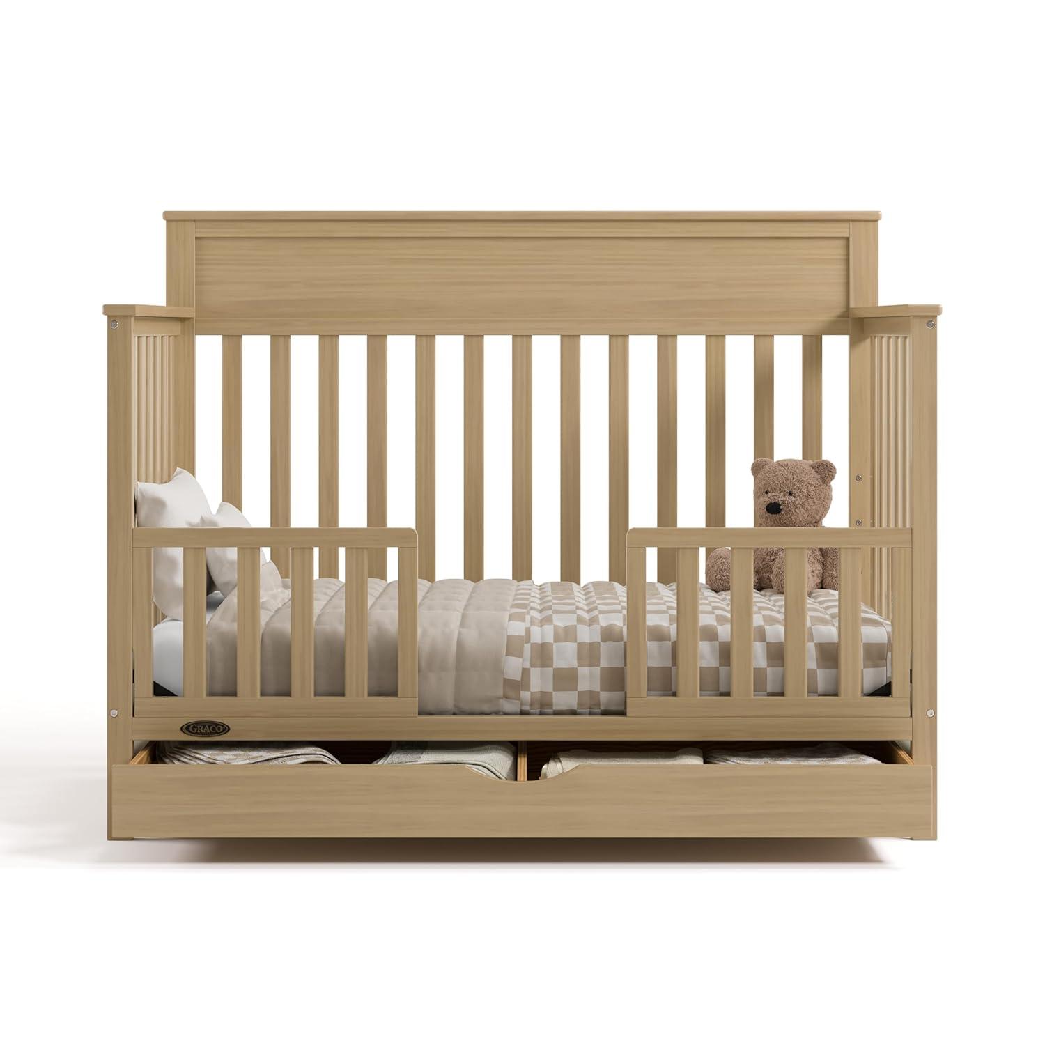 imageGraco Shiloh 5in1 Convertible Crib ampamp Changer with Drawer Driftwood GREENGUARD Gold Certified Baby Crib Crafted from Wood Converts to Toddler Bed Daybed and FullSize BedDriftwood