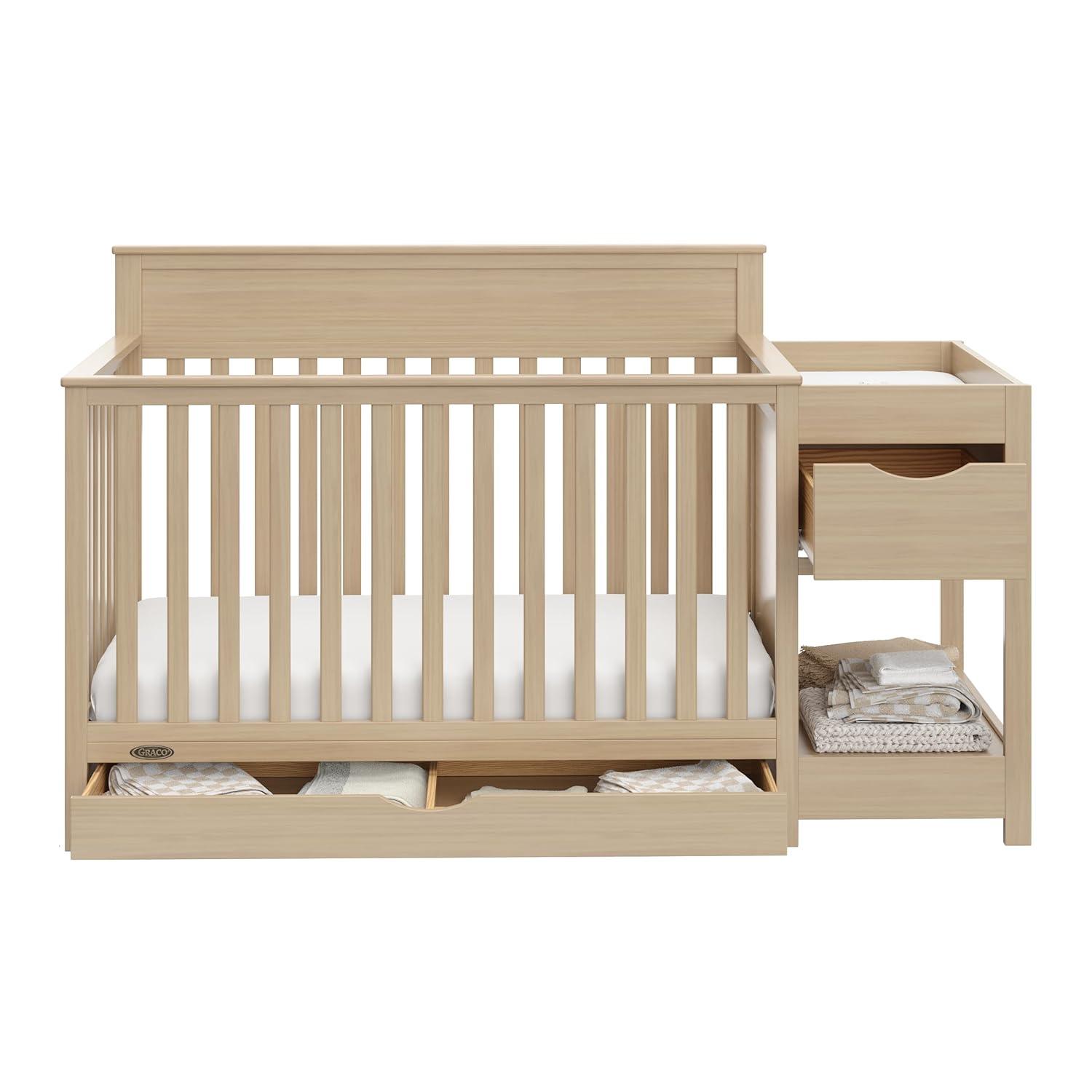 imageGraco Shiloh 5in1 Convertible Crib ampamp Changer with Drawer Driftwood GREENGUARD Gold Certified Baby Crib Crafted from Wood Converts to Toddler Bed Daybed and FullSize BedDriftwood
