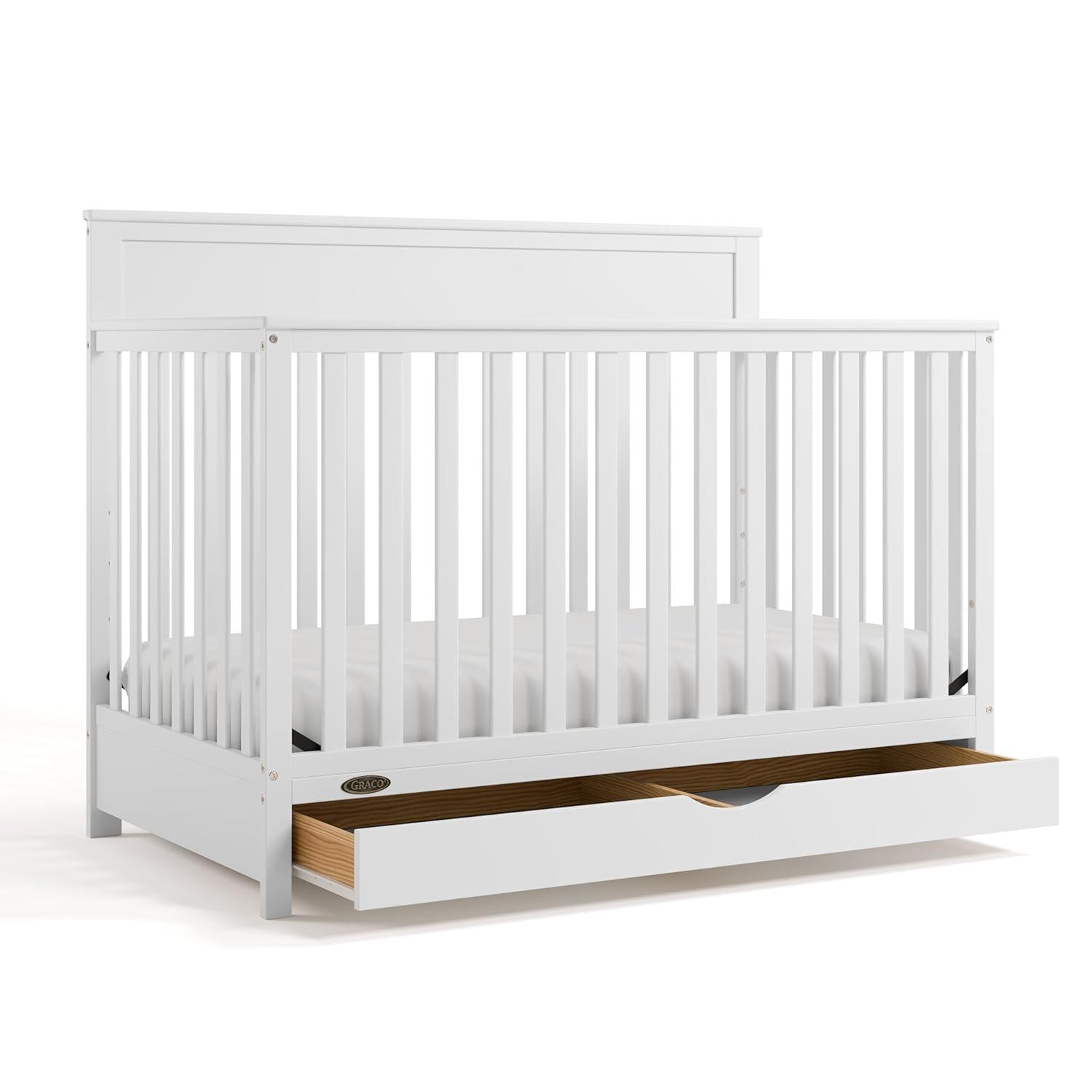imageGraco Shiloh 5in1 Convertible Crib ampamp Changer with Drawer Driftwood GREENGUARD Gold Certified Baby Crib Crafted from Wood Converts to Toddler Bed Daybed and FullSize BedWhite