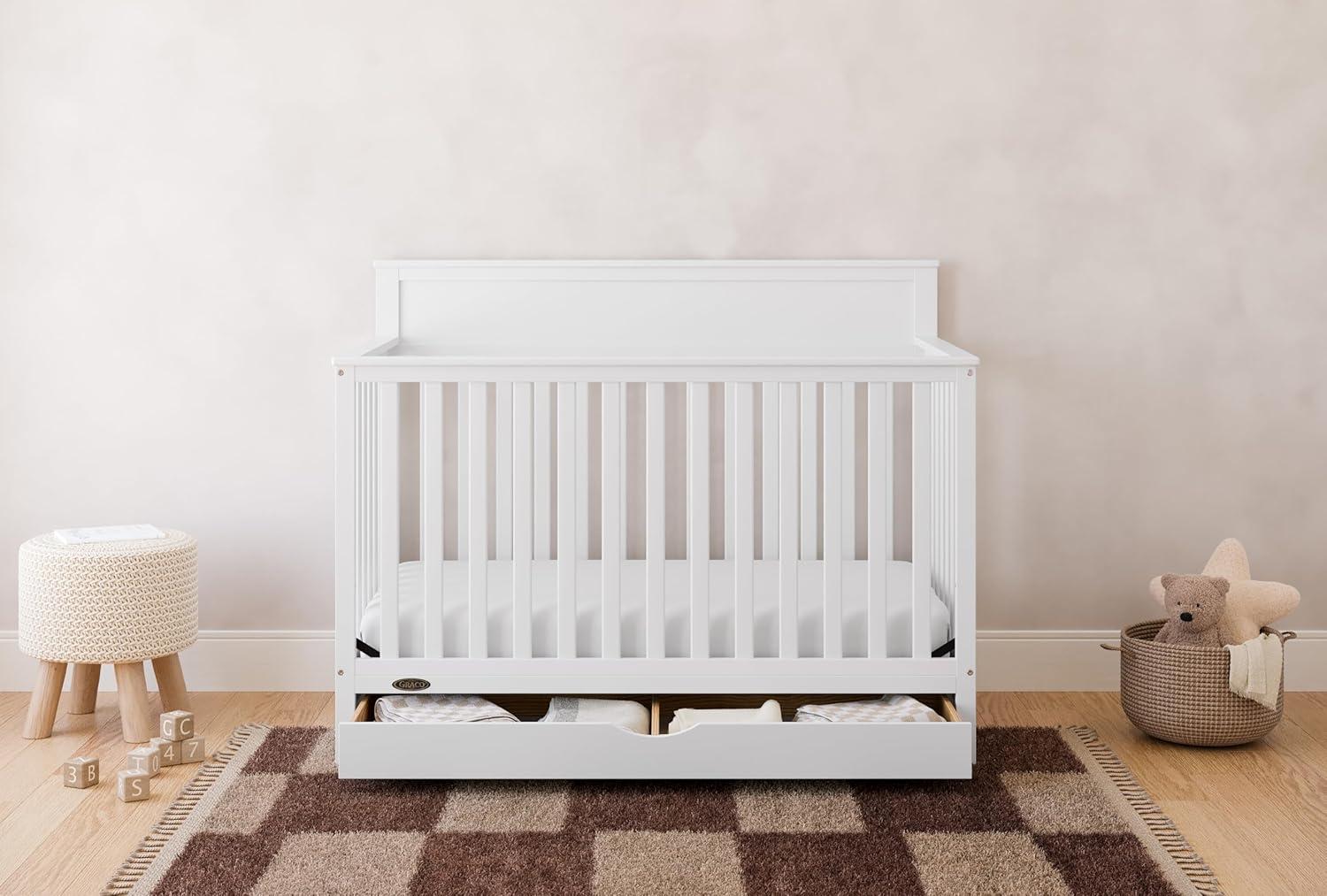 imageGraco Shiloh 5in1 Convertible Crib ampamp Changer with Drawer Driftwood GREENGUARD Gold Certified Baby Crib Crafted from Wood Converts to Toddler Bed Daybed and FullSize BedWhite