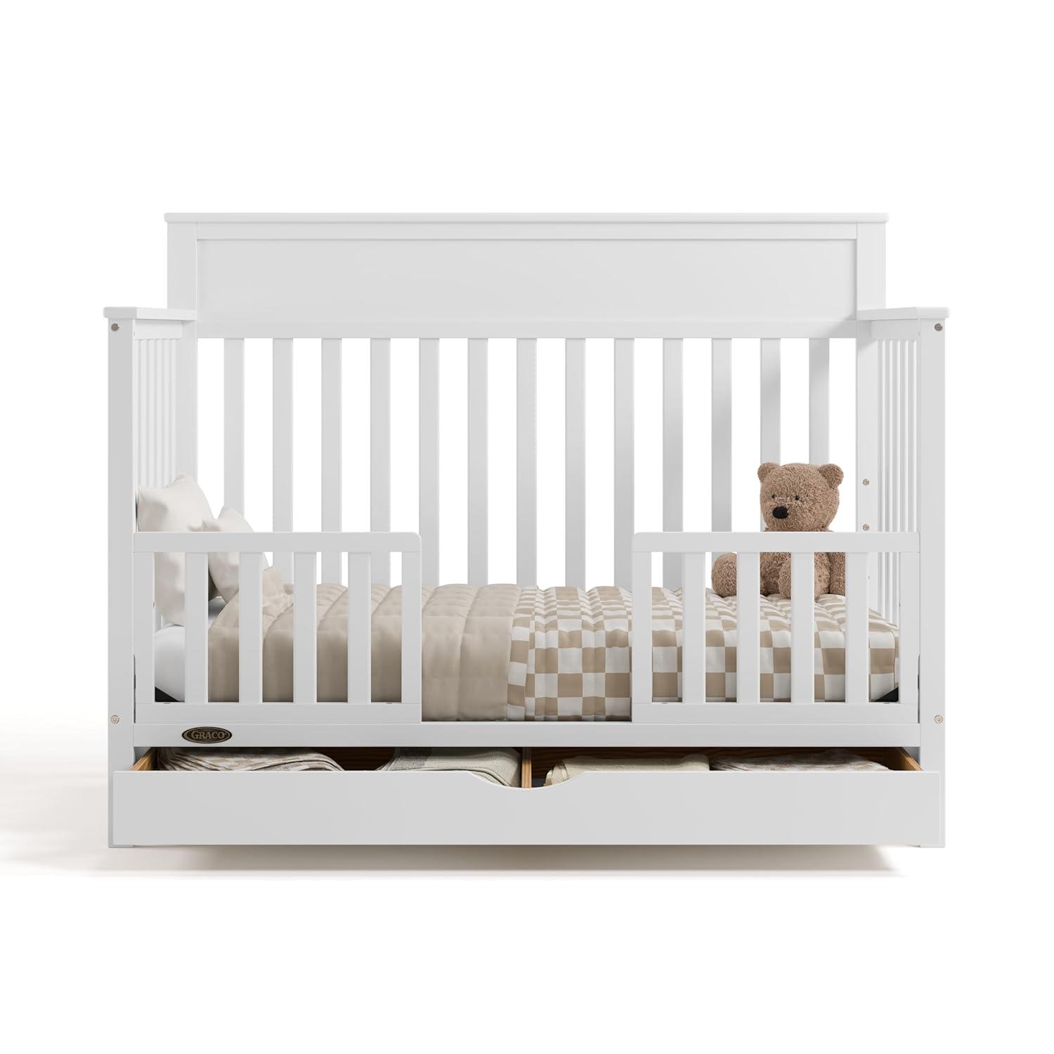 imageGraco Shiloh 5in1 Convertible Crib ampamp Changer with Drawer Driftwood GREENGUARD Gold Certified Baby Crib Crafted from Wood Converts to Toddler Bed Daybed and FullSize BedWhite