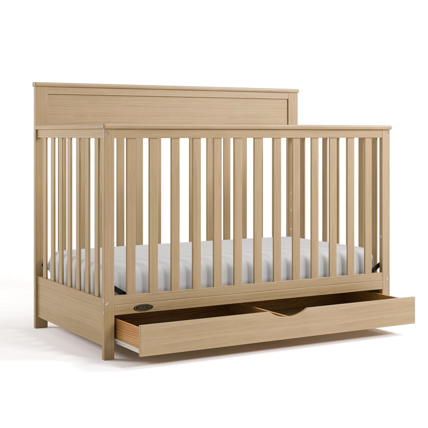 imageGraco Shiloh 5in1 Convertible Crib ampamp Changer with Drawer Driftwood GREENGUARD Gold Certified Baby Crib Crafted from Wood Converts to Toddler Bed Daybed and FullSize BedDriftwood