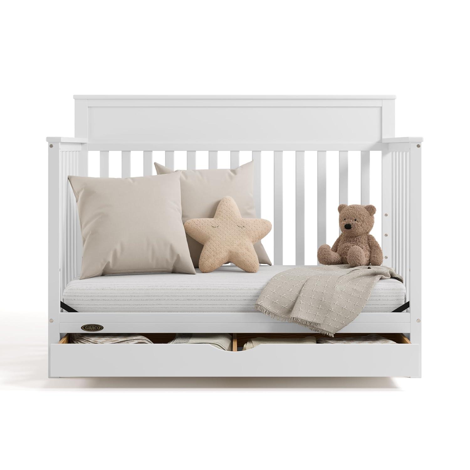 imageGraco Shiloh 5in1 Convertible Crib ampamp Changer with Drawer Driftwood GREENGUARD Gold Certified Baby Crib Crafted from Wood Converts to Toddler Bed Daybed and FullSize BedWhite