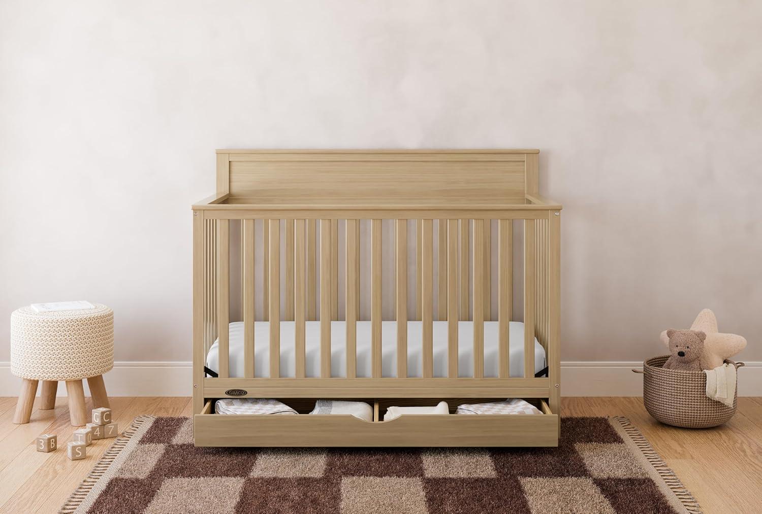imageGraco Shiloh 5in1 Convertible Crib ampamp Changer with Drawer Driftwood GREENGUARD Gold Certified Baby Crib Crafted from Wood Converts to Toddler Bed Daybed and FullSize BedDriftwood