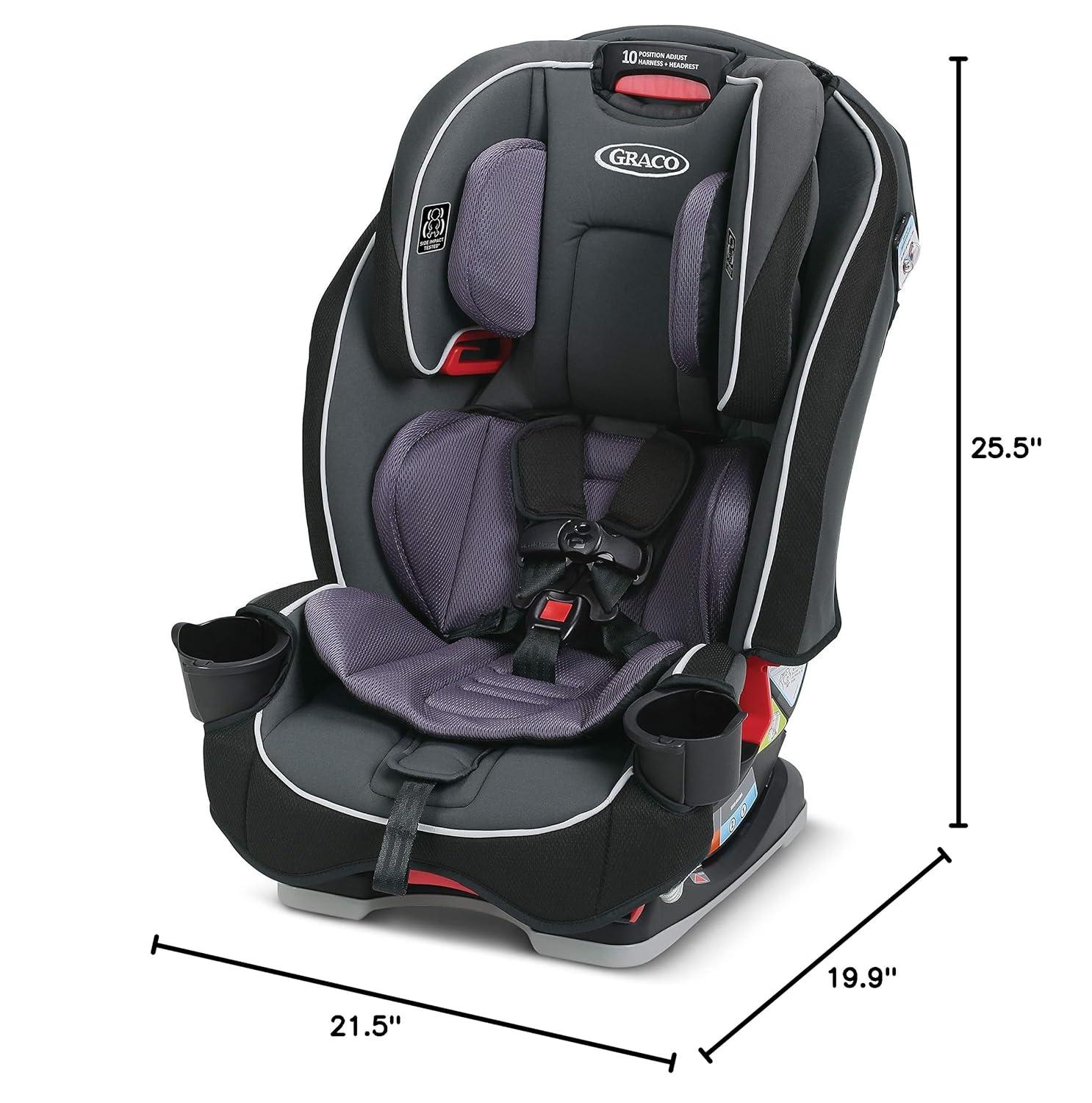 imageGraco SlimFit 3in1 Convertible Car Seat Space Saving Design Forward ampamp RearFacing Highback Booster Option Purple