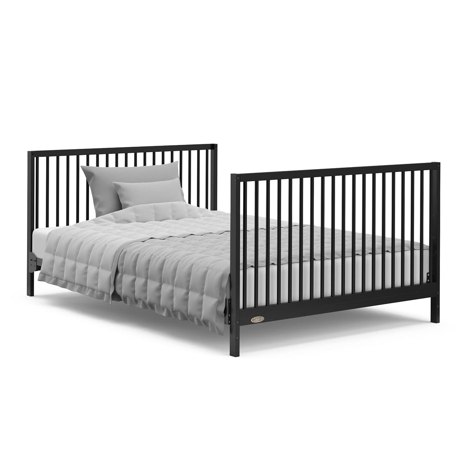 imageGraco Teddi 5in1 Convertible Crib with Drawer Driftwood GREENGUARD Gold Certified Crib with Drawer Combo FullSize Nursery Storage Drawer Converts to Toddler Bed Daybed and FullSize BedBlack