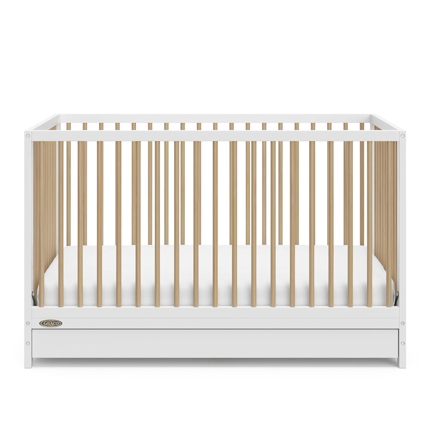 imageGraco Teddi 5in1 Convertible Crib with Drawer Driftwood GREENGUARD Gold Certified Crib with Drawer Combo FullSize Nursery Storage Drawer Converts to Toddler Bed Daybed and FullSize BedWhiteDriftwood