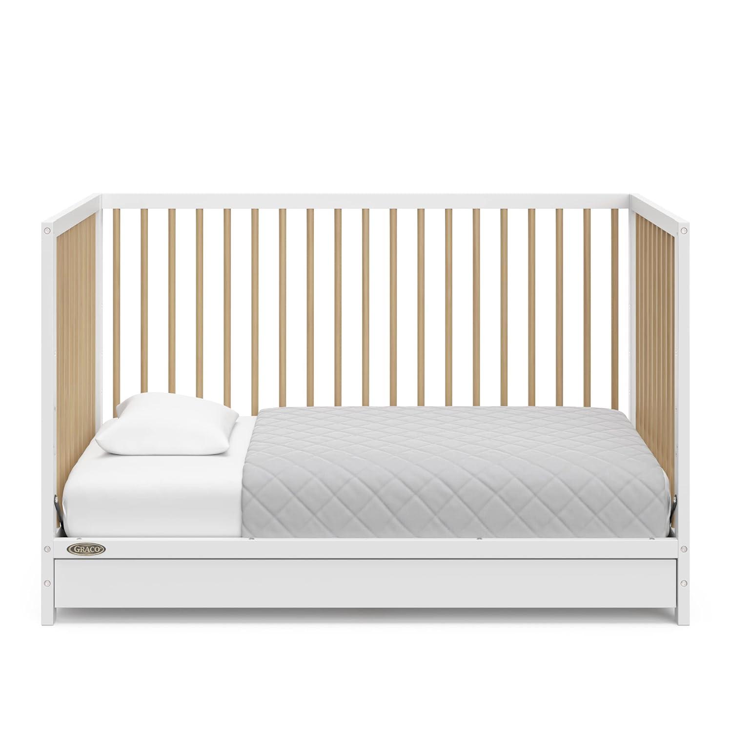 imageGraco Teddi 5in1 Convertible Crib with Drawer Driftwood GREENGUARD Gold Certified Crib with Drawer Combo FullSize Nursery Storage Drawer Converts to Toddler Bed Daybed and FullSize BedWhiteDriftwood