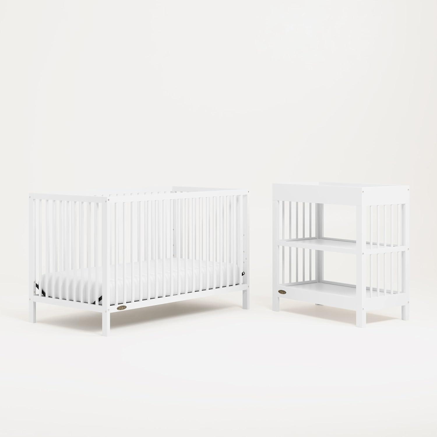 imageGraco Teddi 5in1 Convertible Crib with Drawer Driftwood GREENGUARD Gold Certified Crib with Drawer Combo FullSize Nursery Storage Drawer Converts to Toddler Bed Daybed and FullSize BedWhite