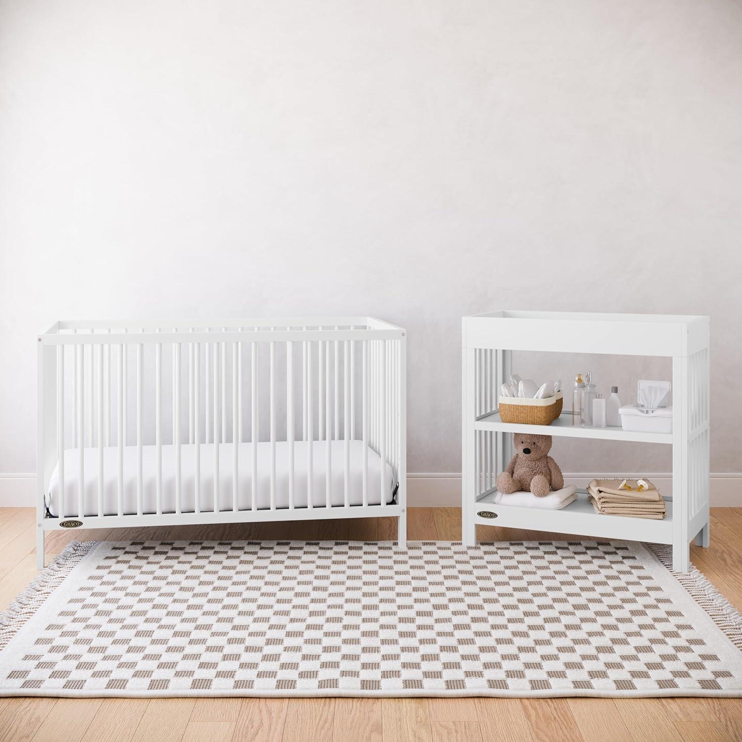imageGraco Teddi 5in1 Convertible Crib with Drawer Driftwood GREENGUARD Gold Certified Crib with Drawer Combo FullSize Nursery Storage Drawer Converts to Toddler Bed Daybed and FullSize BedWhite