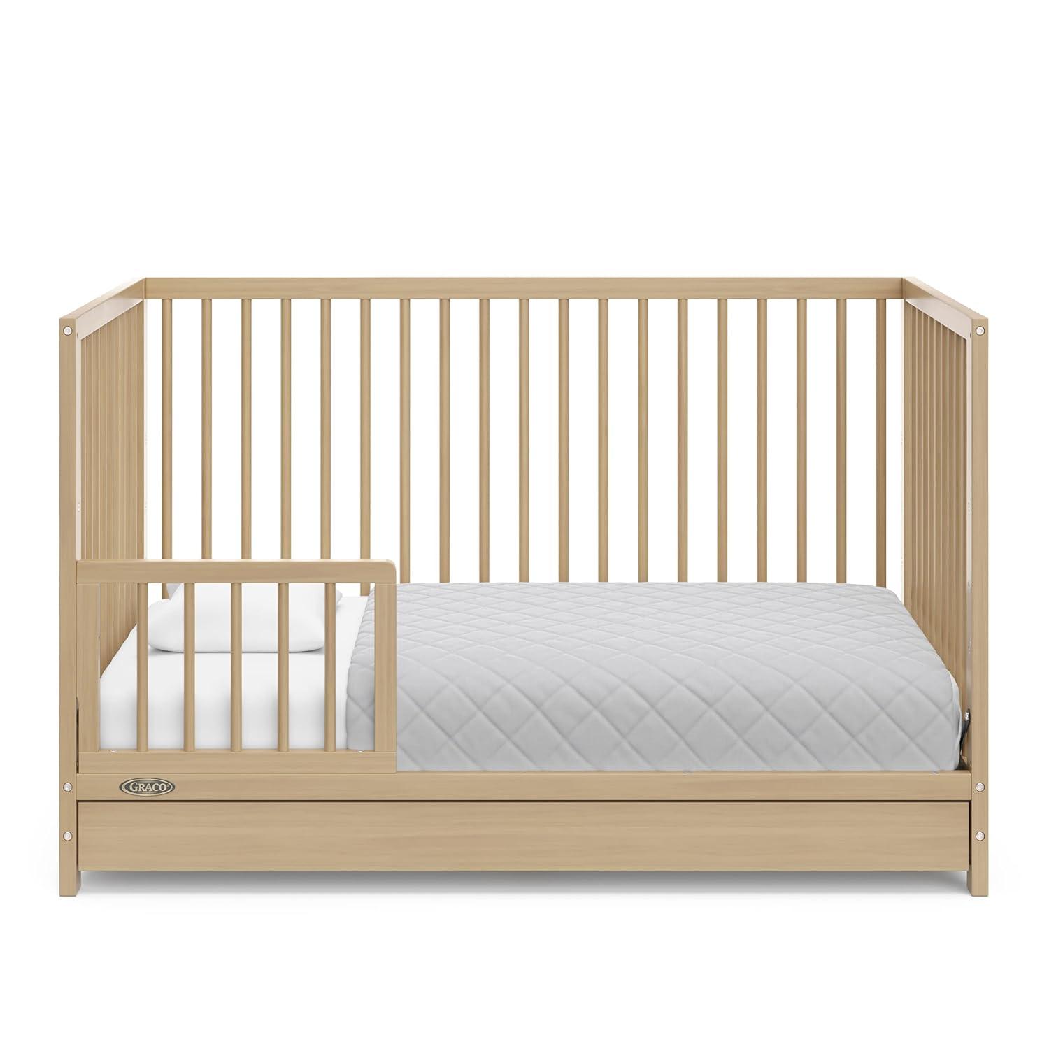 imageGraco Teddi 5in1 Convertible Crib with Drawer Driftwood GREENGUARD Gold Certified Crib with Drawer Combo FullSize Nursery Storage Drawer Converts to Toddler Bed Daybed and FullSize BedDriftwood