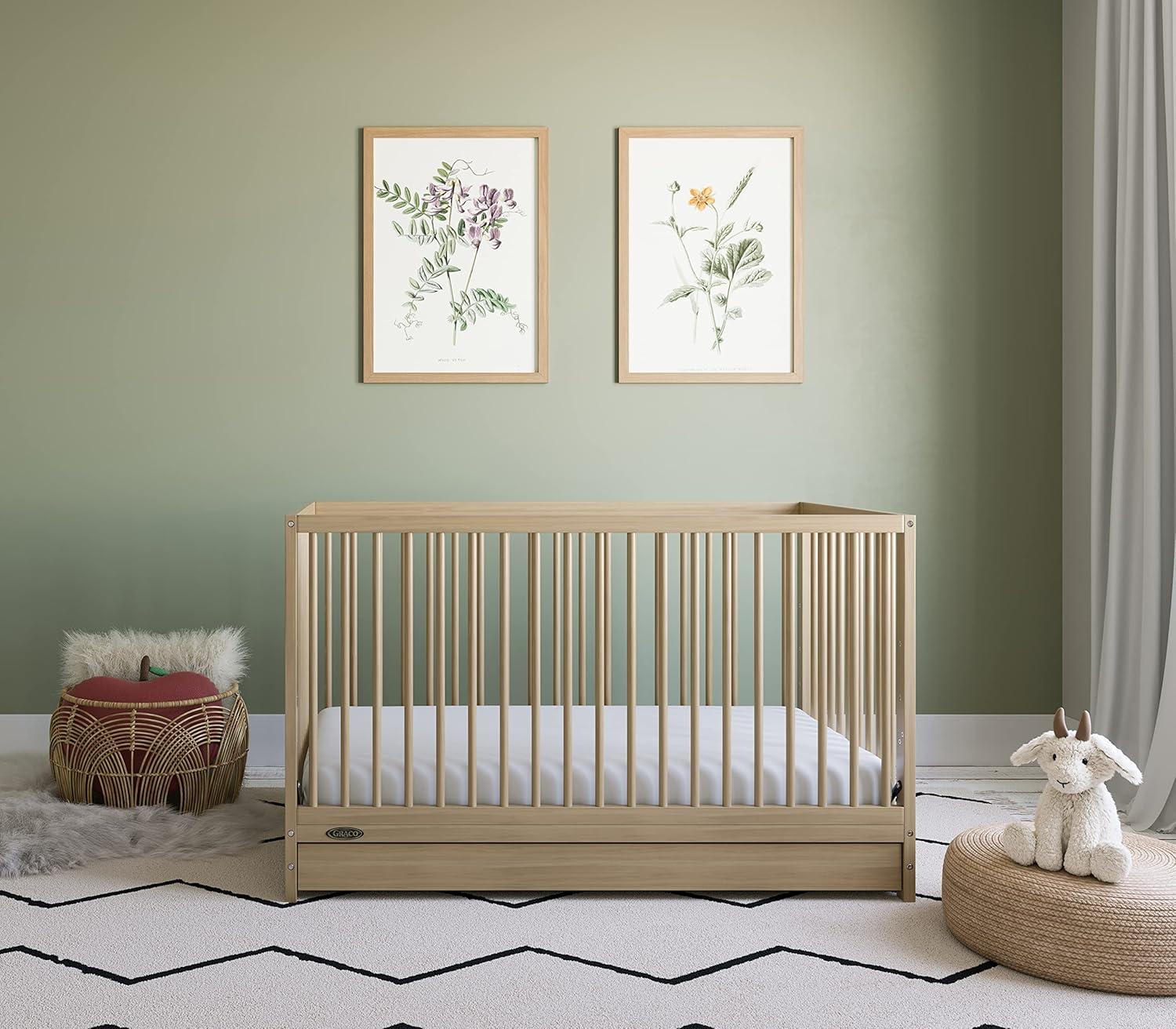 imageGraco Teddi 5in1 Convertible Crib with Drawer Driftwood GREENGUARD Gold Certified Crib with Drawer Combo FullSize Nursery Storage Drawer Converts to Toddler Bed Daybed and FullSize BedDriftwood