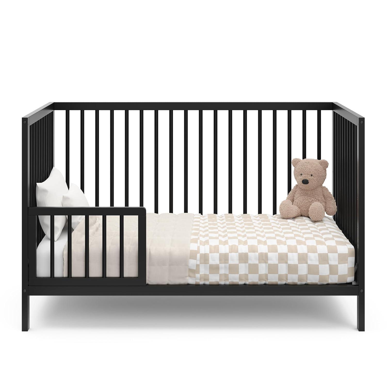imageGraco Teddi 5in1 Convertible Crib with Drawer Driftwood GREENGUARD Gold Certified Crib with Drawer Combo FullSize Nursery Storage Drawer Converts to Toddler Bed Daybed and FullSize BedBlack