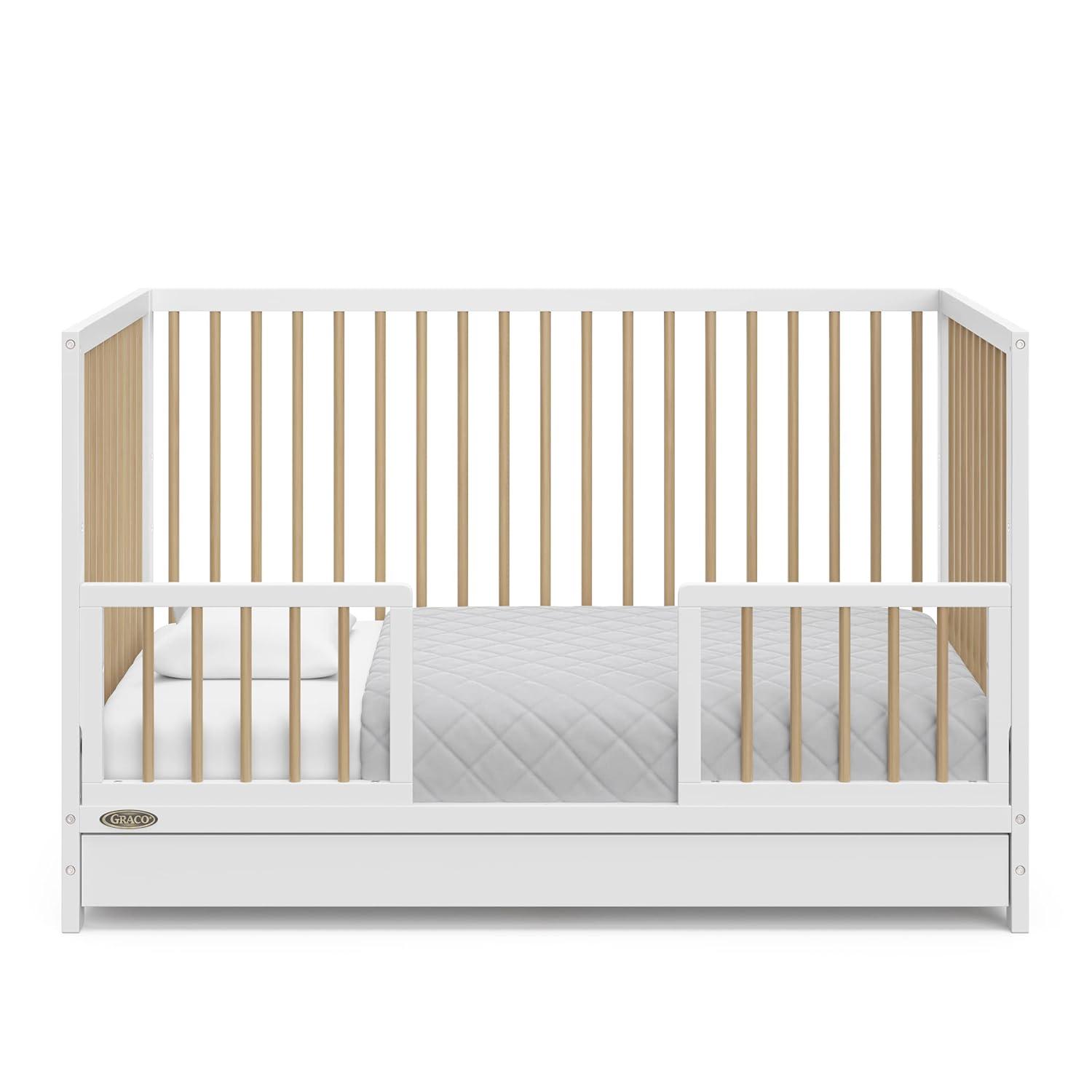 imageGraco Teddi 5in1 Convertible Crib with Drawer Driftwood GREENGUARD Gold Certified Crib with Drawer Combo FullSize Nursery Storage Drawer Converts to Toddler Bed Daybed and FullSize BedWhiteDriftwood