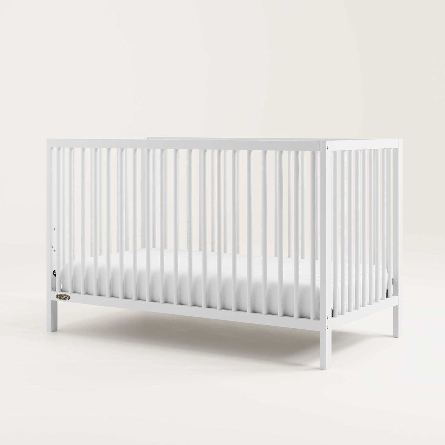 imageGraco Teddi 5in1 Convertible Crib with Drawer Driftwood GREENGUARD Gold Certified Crib with Drawer Combo FullSize Nursery Storage Drawer Converts to Toddler Bed Daybed and FullSize BedWhite