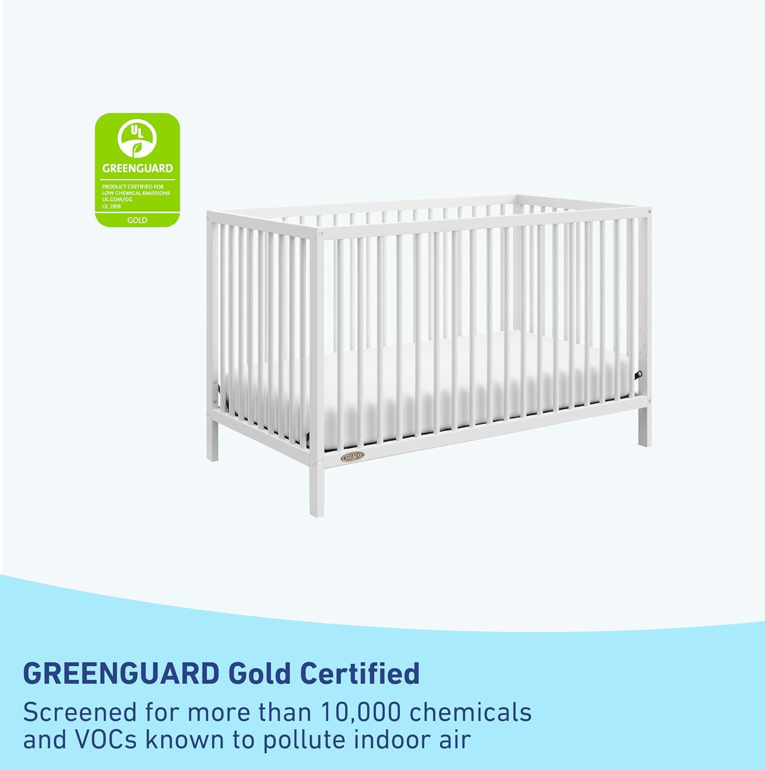 imageGraco Teddi 5in1 Convertible Crib with Drawer Driftwood GREENGUARD Gold Certified Crib with Drawer Combo FullSize Nursery Storage Drawer Converts to Toddler Bed Daybed and FullSize BedWhite