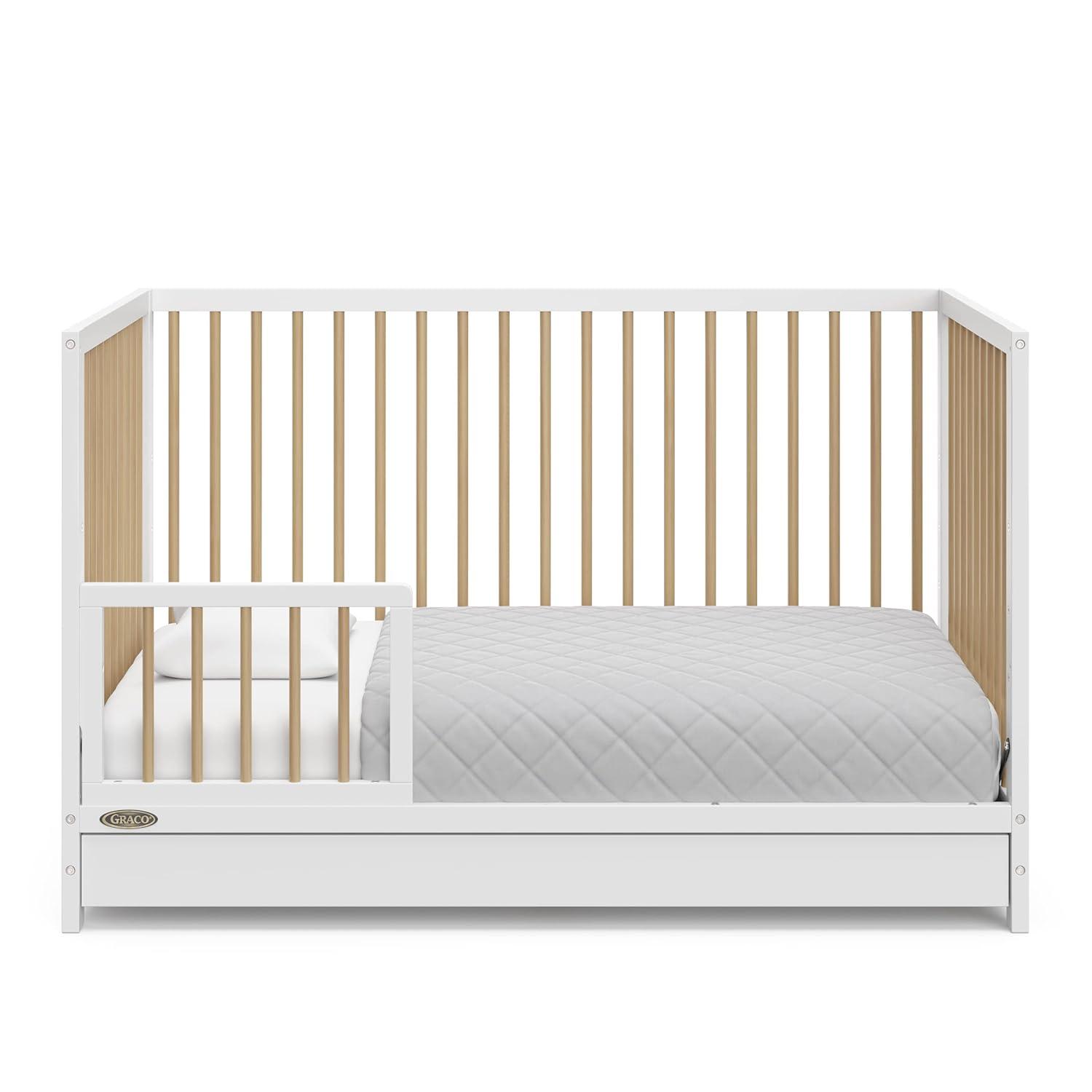 imageGraco Teddi 5in1 Convertible Crib with Drawer Driftwood GREENGUARD Gold Certified Crib with Drawer Combo FullSize Nursery Storage Drawer Converts to Toddler Bed Daybed and FullSize BedWhiteDriftwood