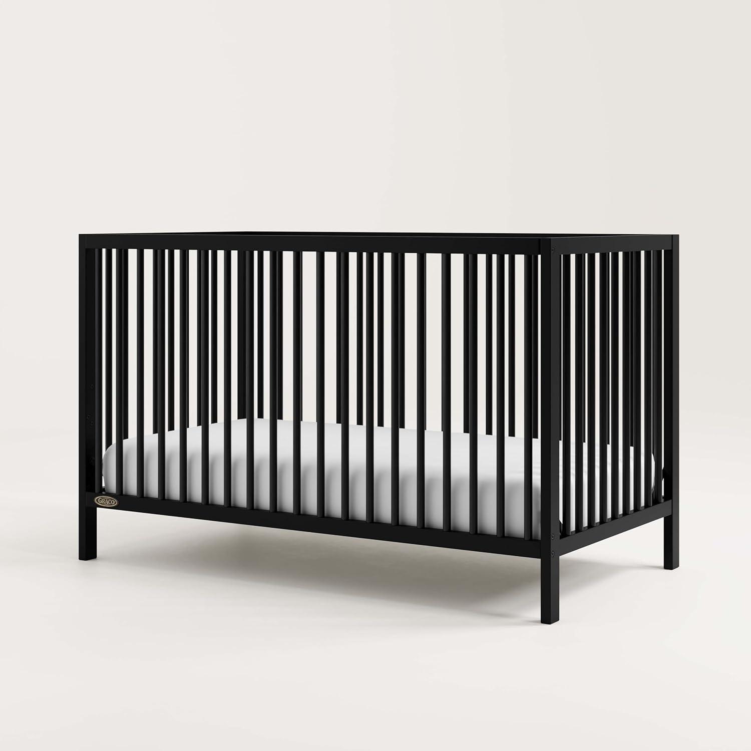 imageGraco Teddi 5in1 Convertible Crib with Drawer Driftwood GREENGUARD Gold Certified Crib with Drawer Combo FullSize Nursery Storage Drawer Converts to Toddler Bed Daybed and FullSize BedBlack